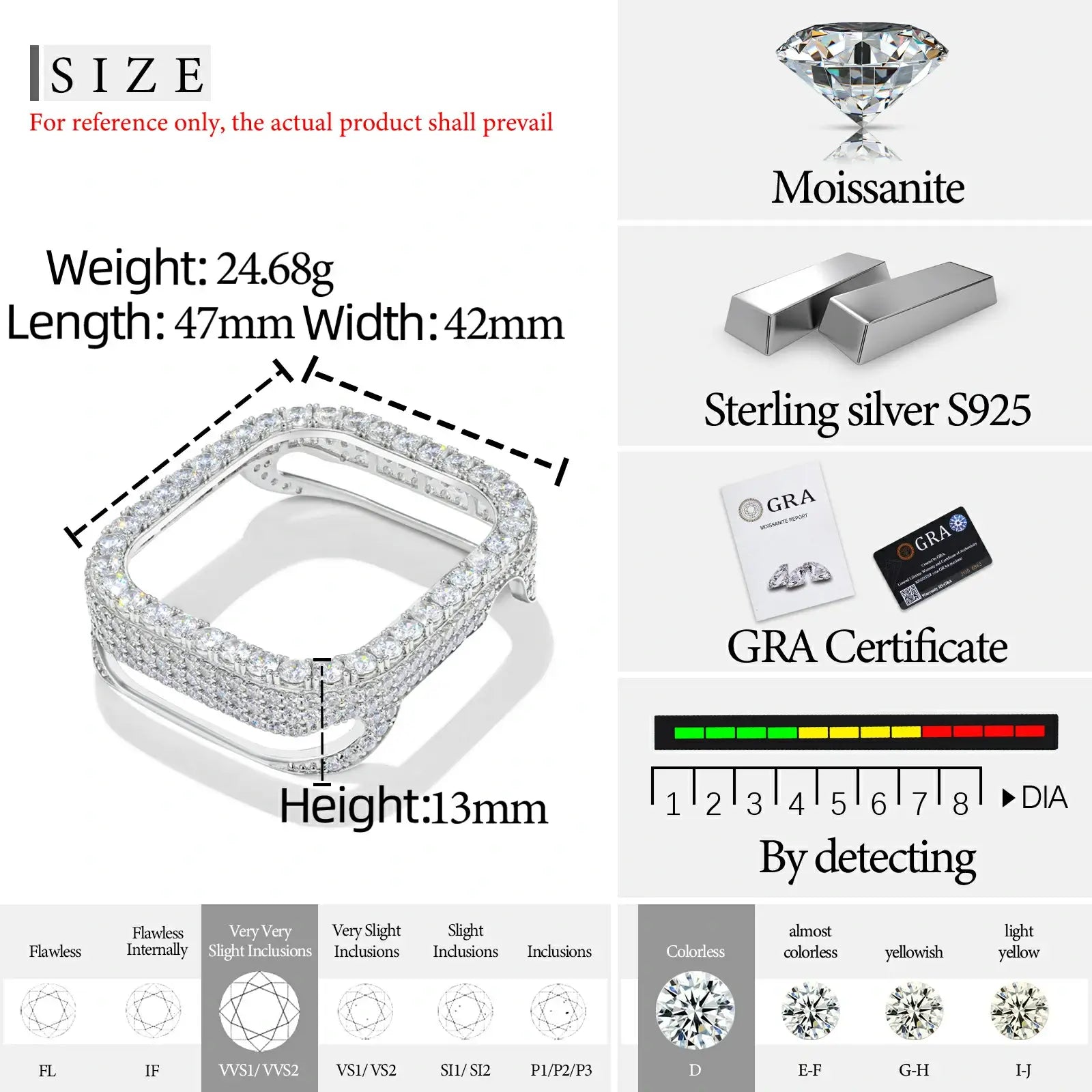 S925 Moissanite 42mm Apple Watch Bezel Case for Series 11