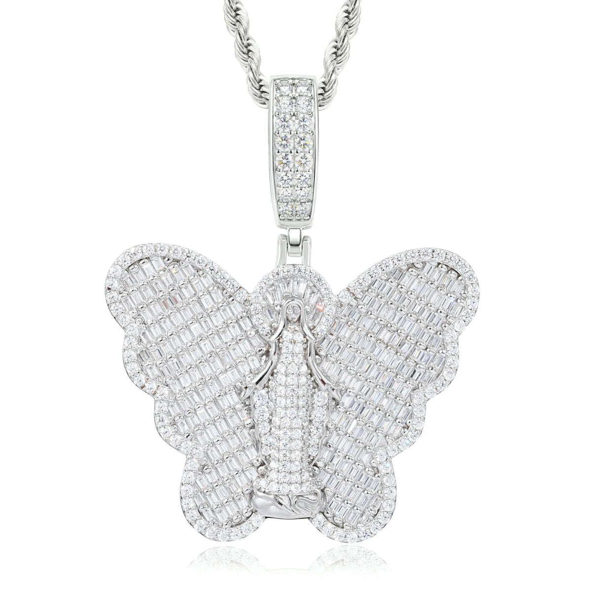 S925 Moissanite Virgin Mary Butterfly Pendant