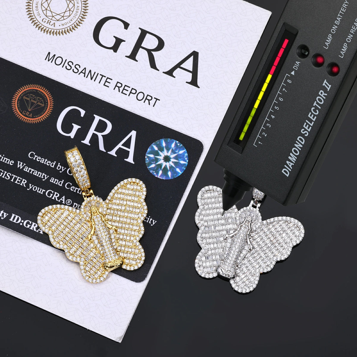 S925 Moissanite Virgin Mary Butterfly Pendant