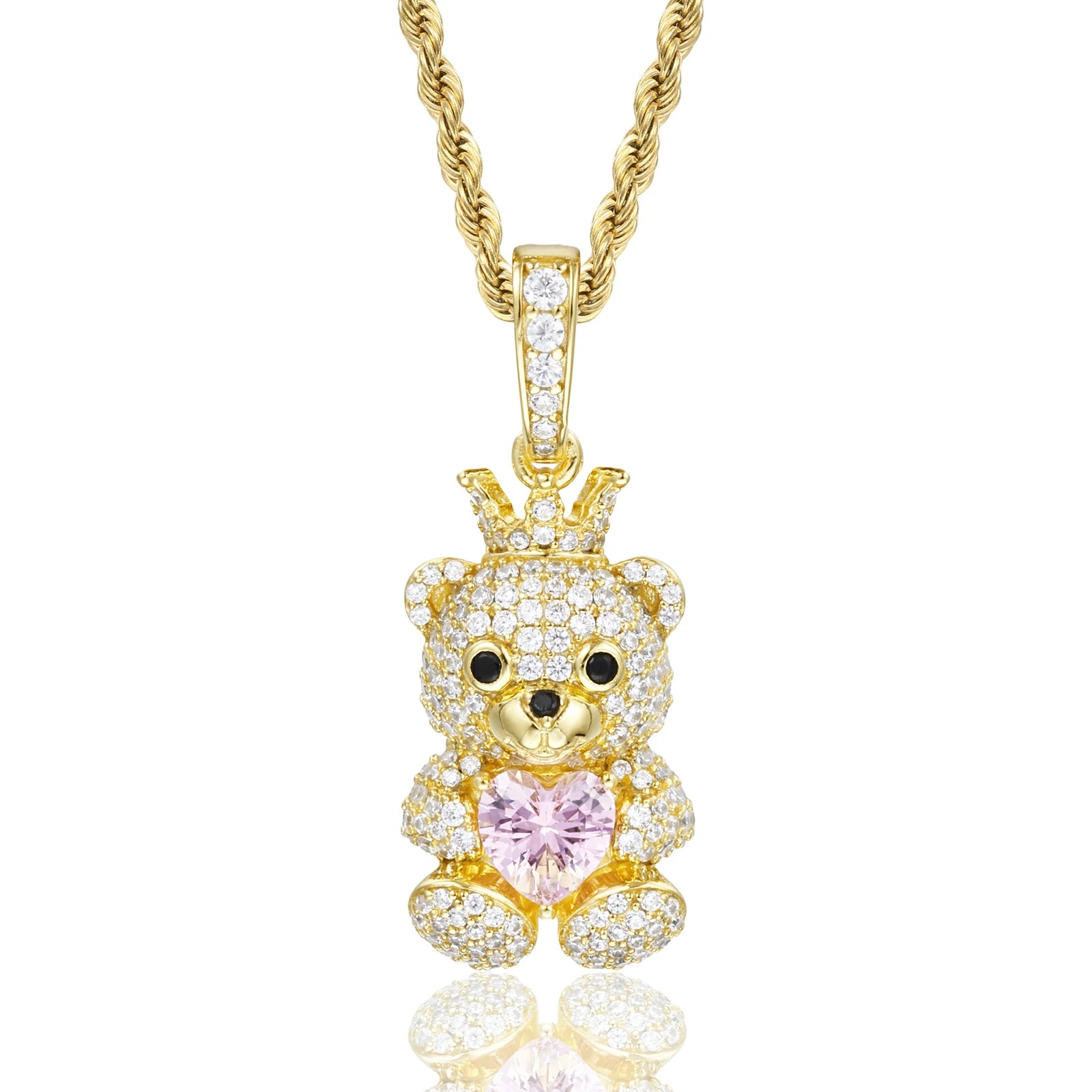 S925 Moissanite Family The Three Lucky Bears Pendant