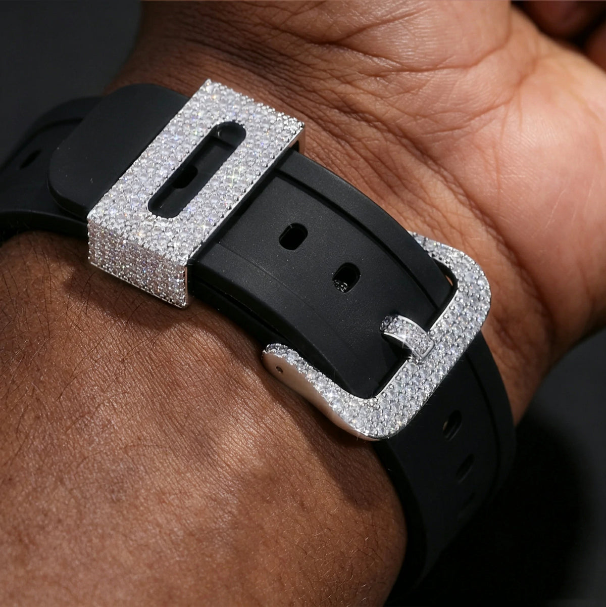 Moissanite Watch Strap Keeper and Buckle Clasp Set for GA2100/DW6900/DW5600/GM2100