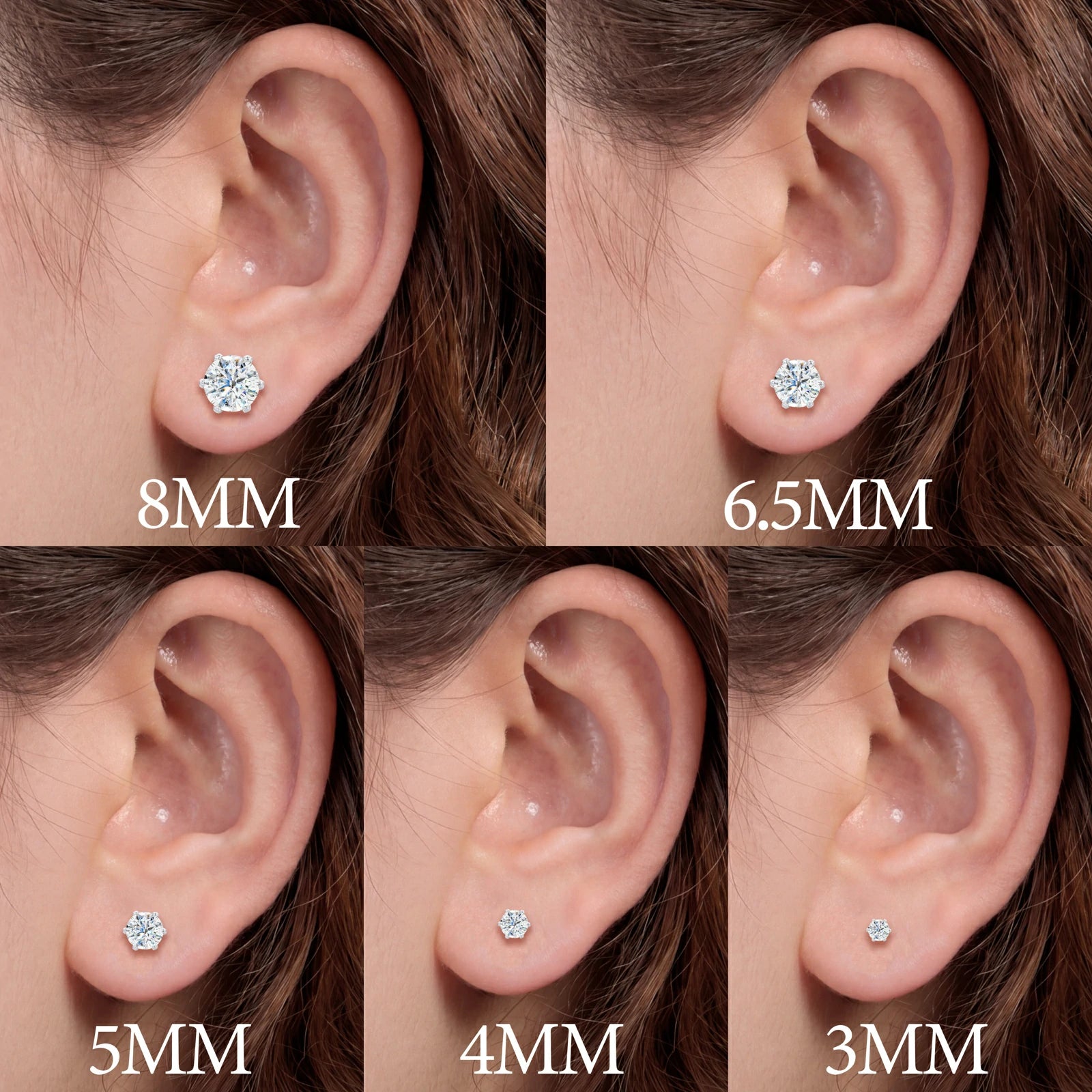 S925 6 Prong Setting Moissanite Solitaire Stud Earrings