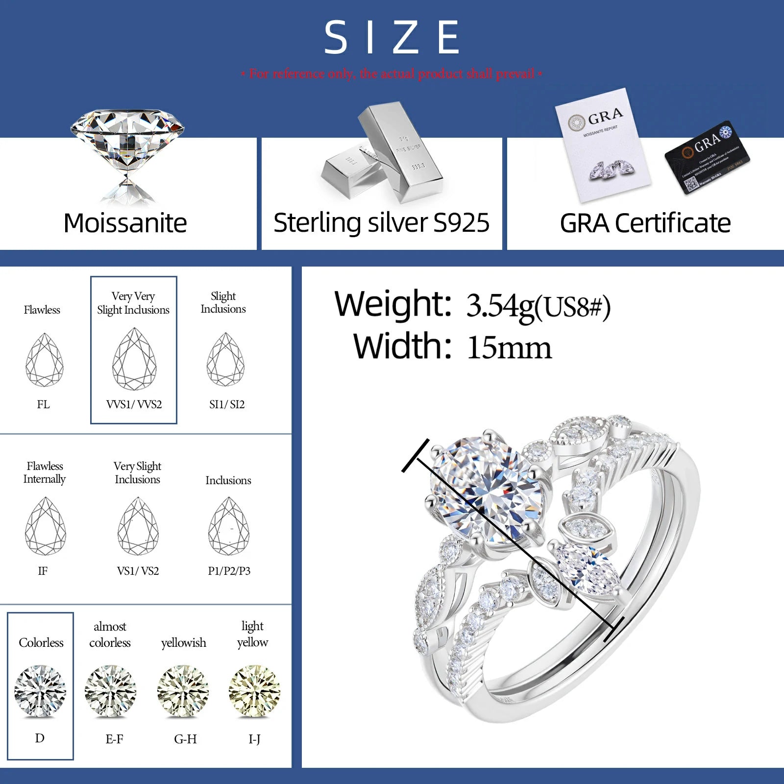 S925 Moissanite 2PC Crown Engagement Ring Set