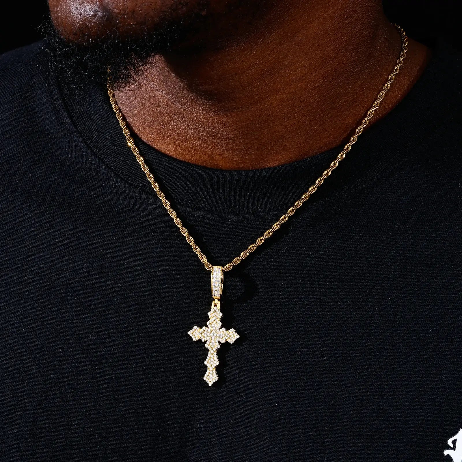 S925 Moissanite Layered Cross Pendant