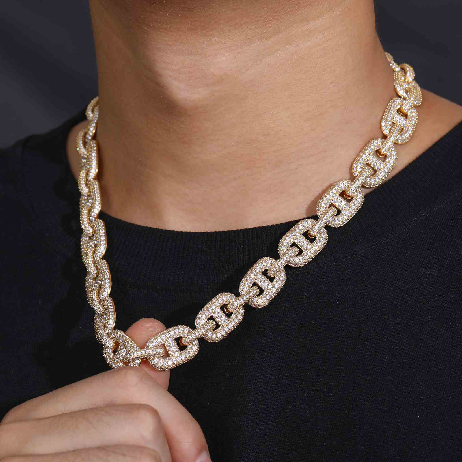 14mm Micro Pave Diamond Gucci Link Chain