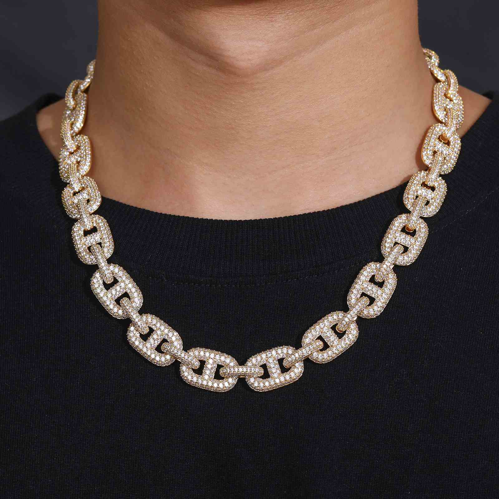 14mm Micro Pave Diamond Gucci Link Chain