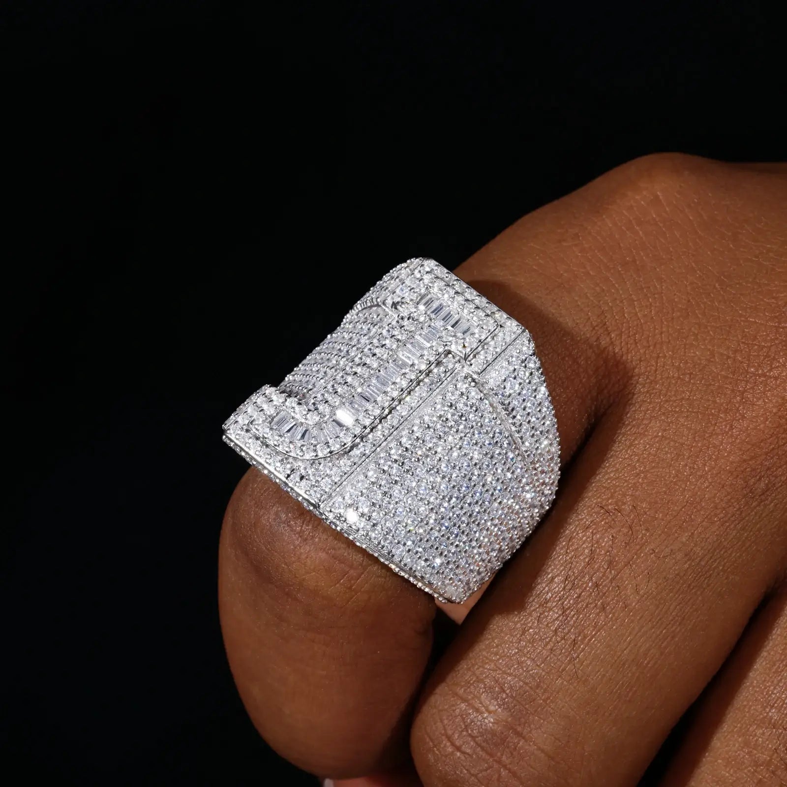 S925 Baguette Moissanite Initial Letter Ring