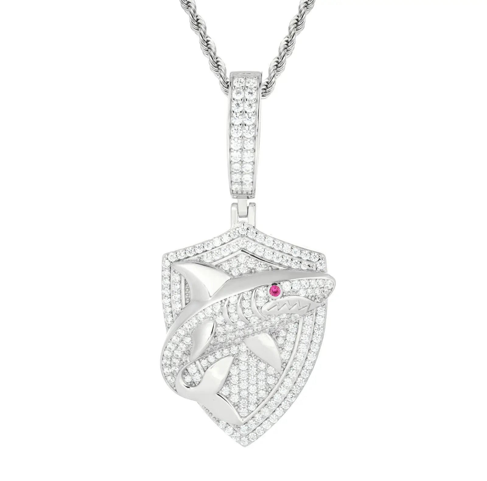 S925 Moissanite Shark Shield Pendant
