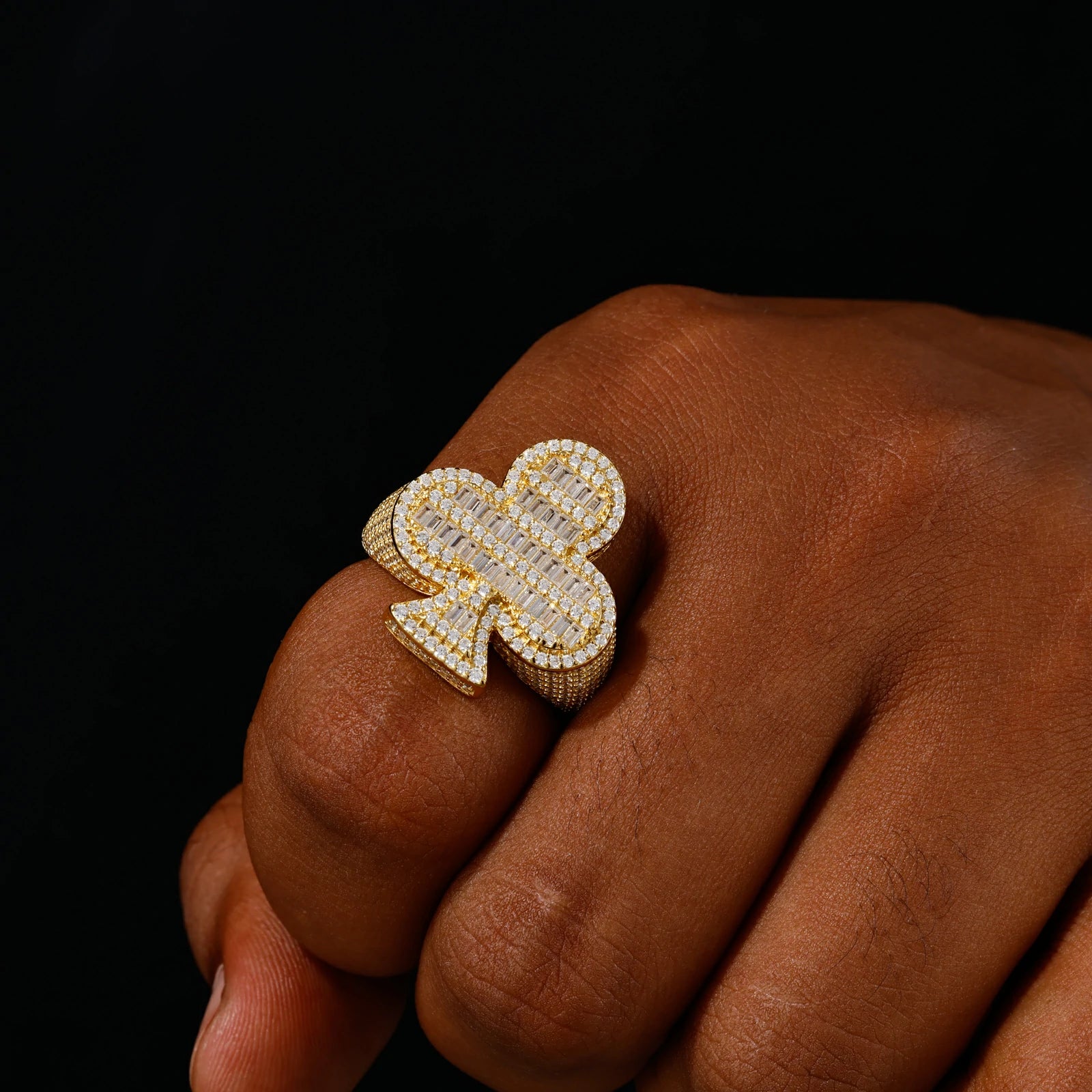 S925 Baguette Moissanite Plum Blossom Ring