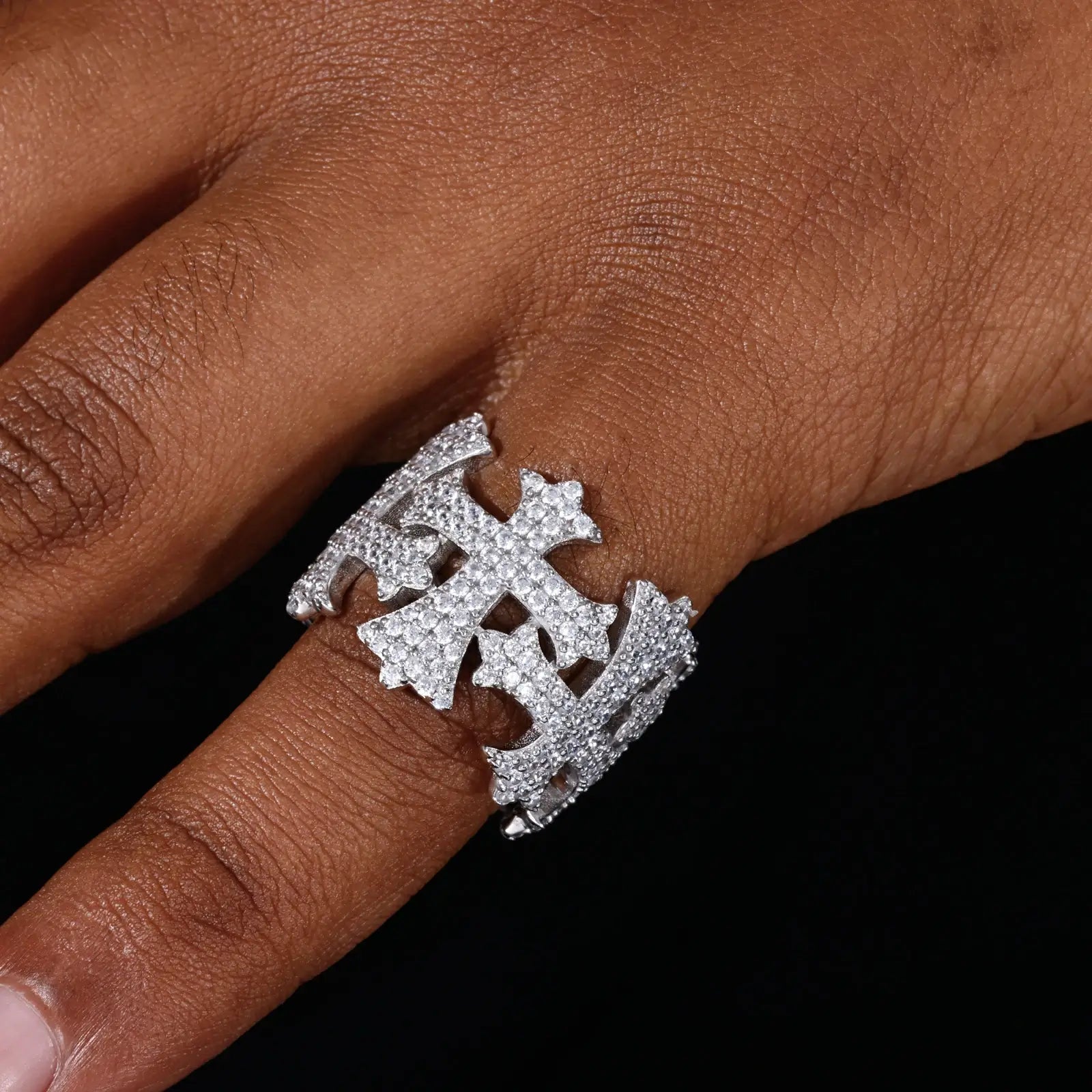 S925 Moissanite Cross Band Ring