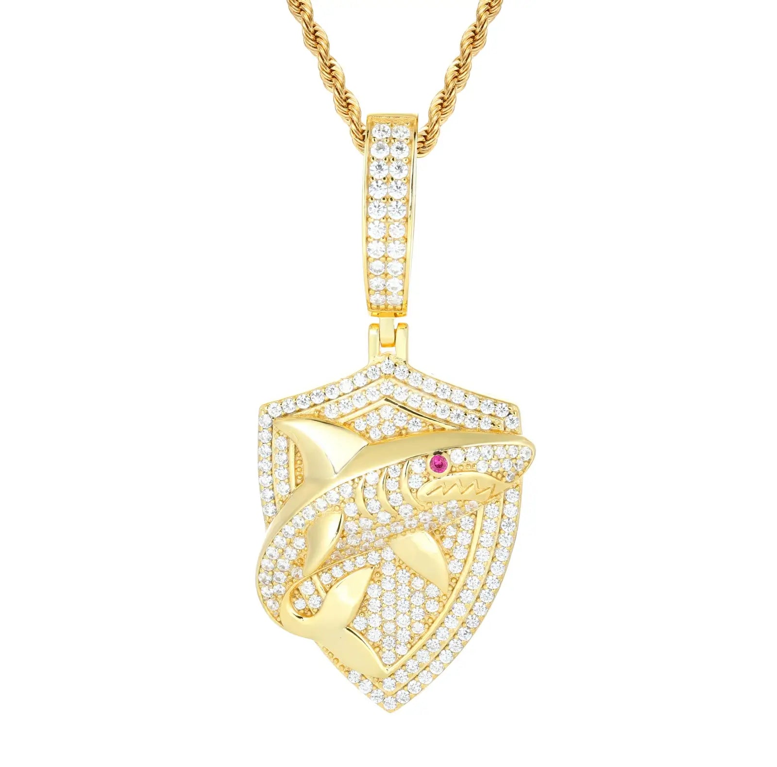 S925 Moissanite Shark Shield Pendant