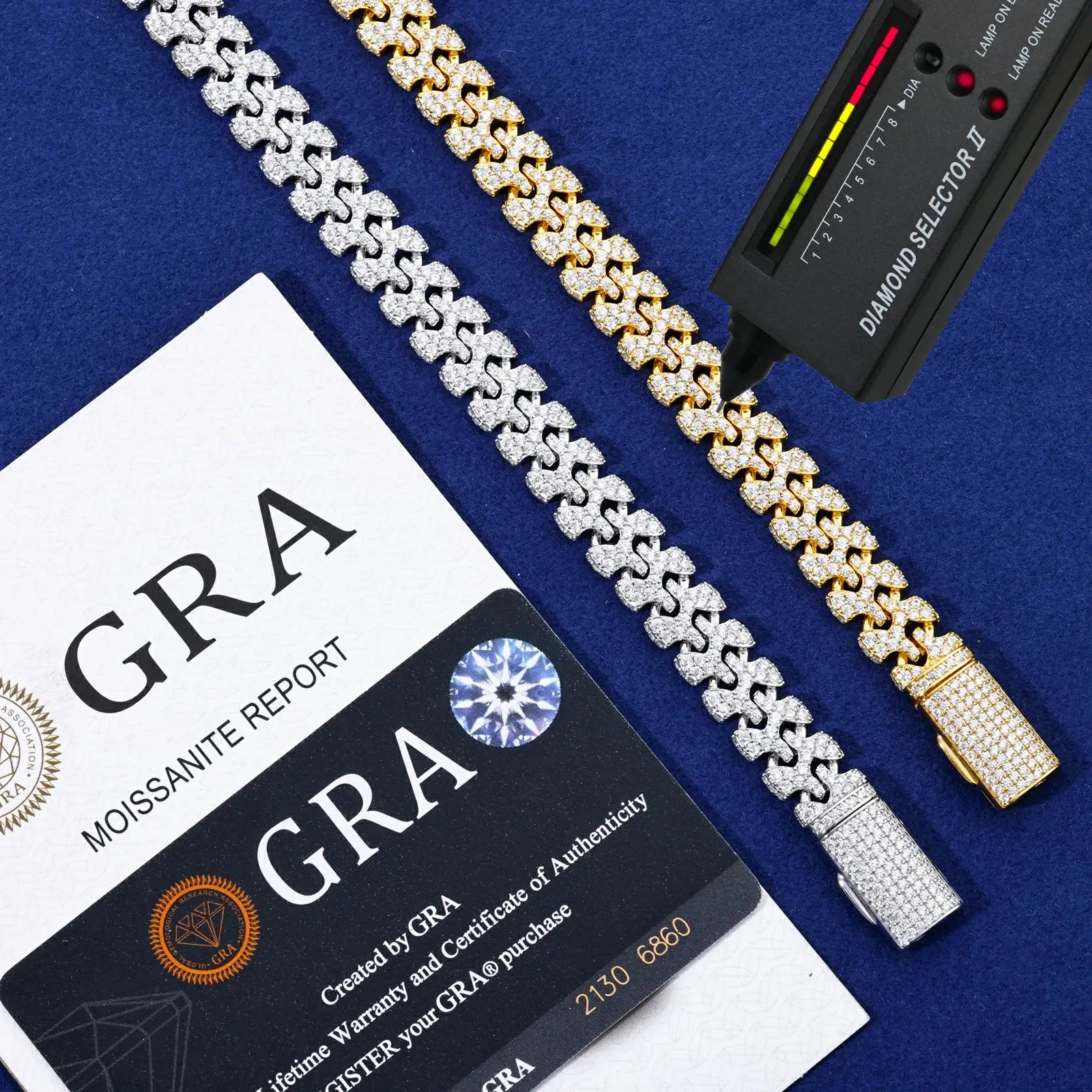 11mm S925 Moissanite Letter H Cuban Link Bracelet