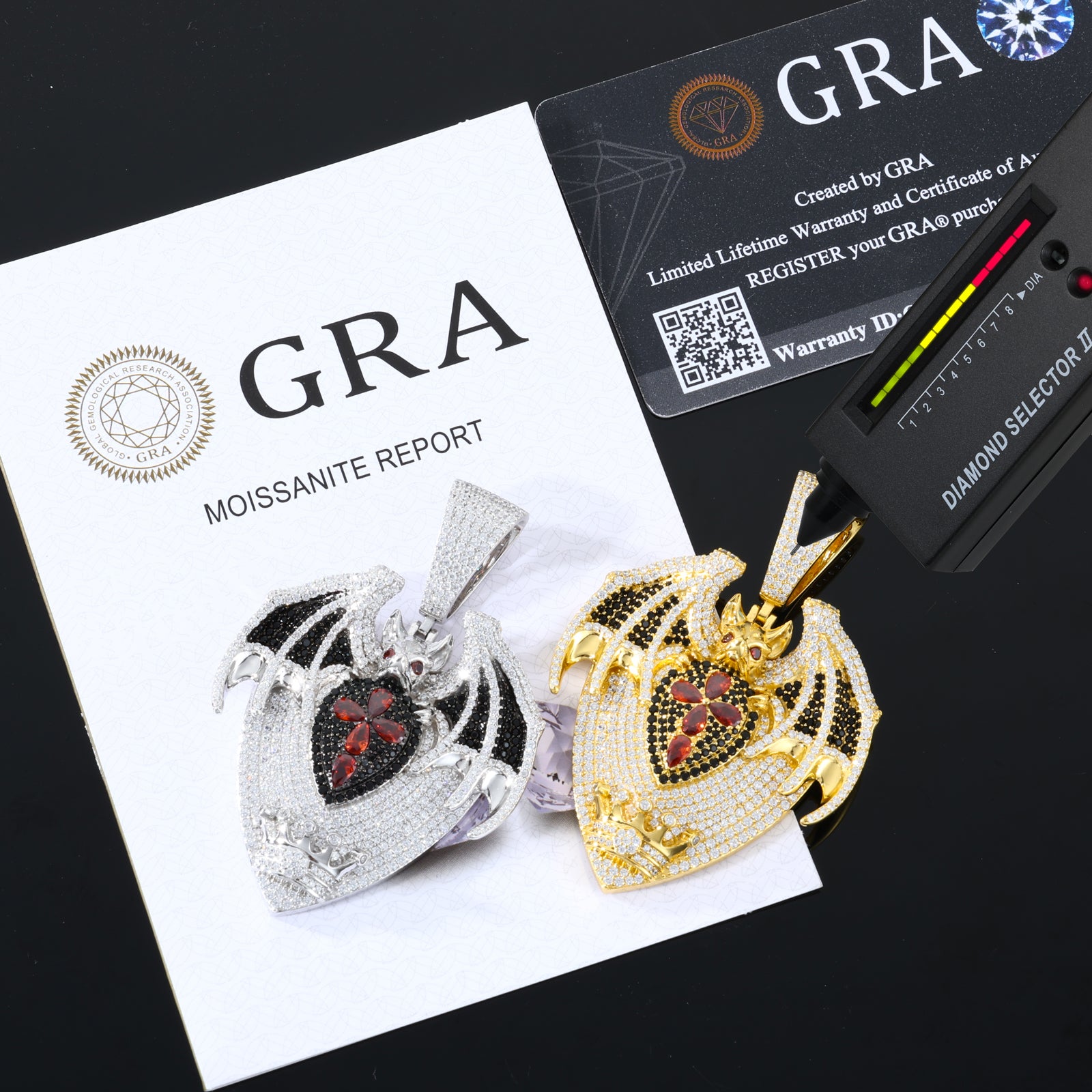 S925 Moissanite Bat Dark Guardian Pendant