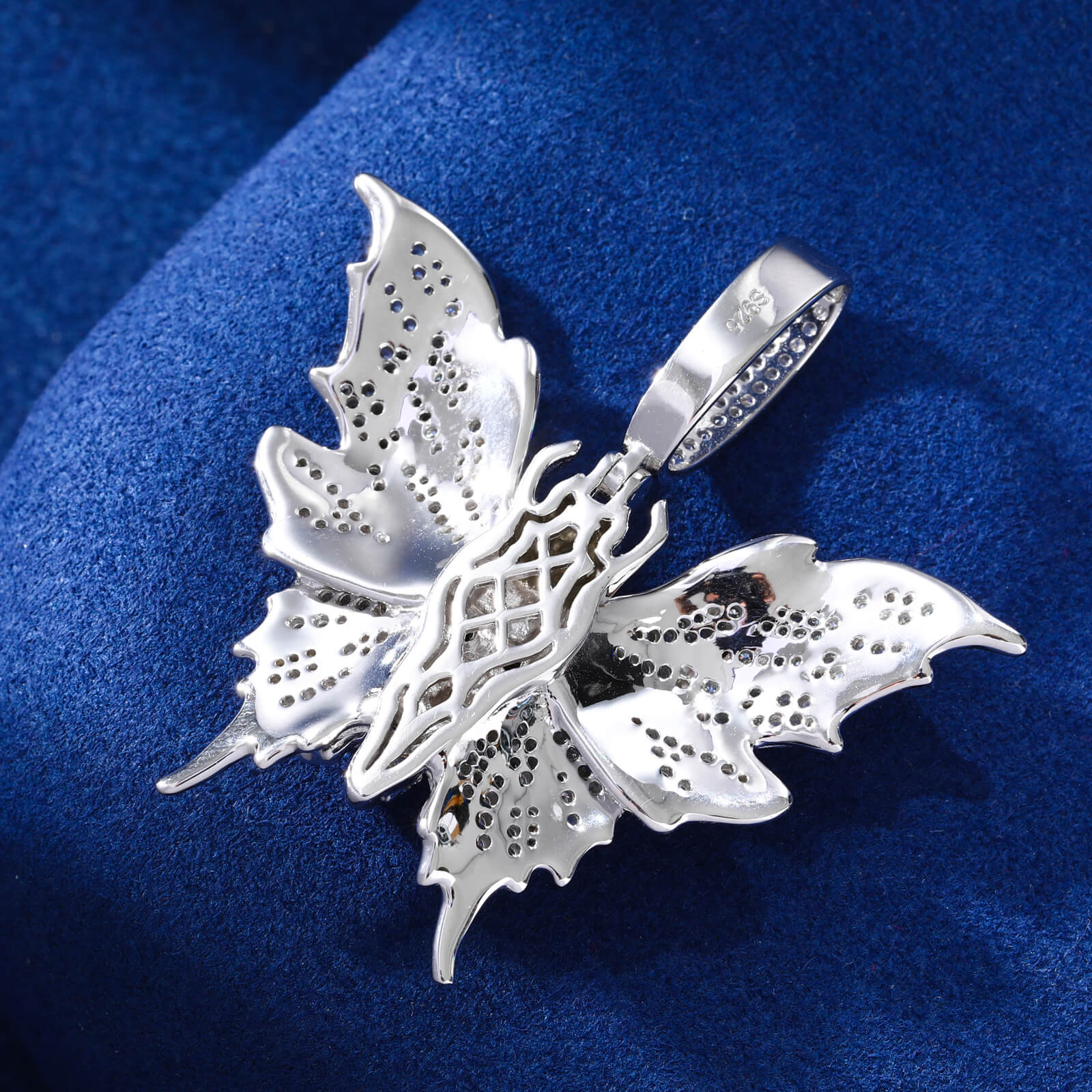 S925 Moissanite Butterfly Skull Pendant