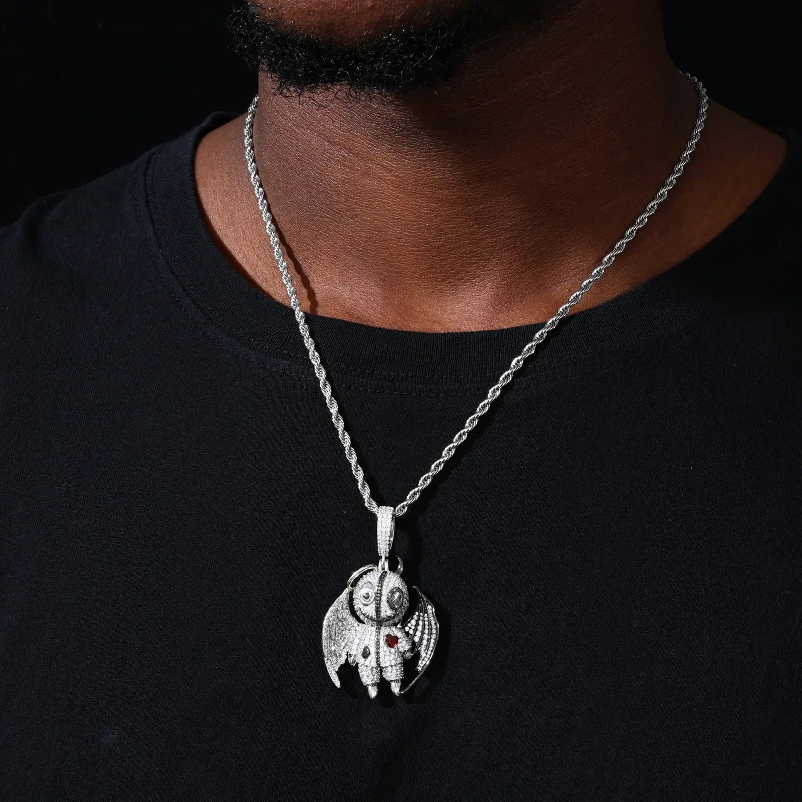 S925 Moissanite Angels and Demons Pendant