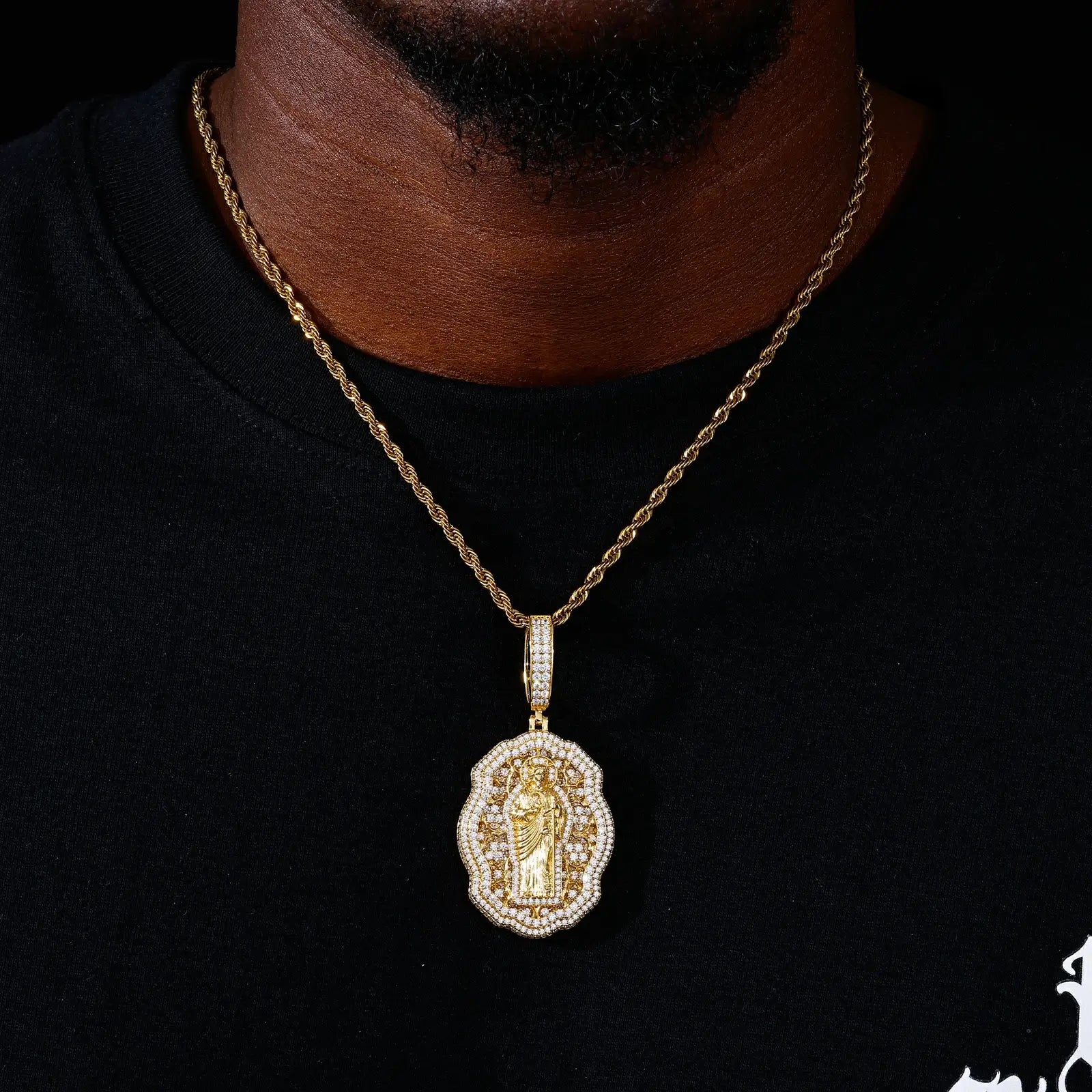S925 Moissanite Sant Judas Badge Pendant