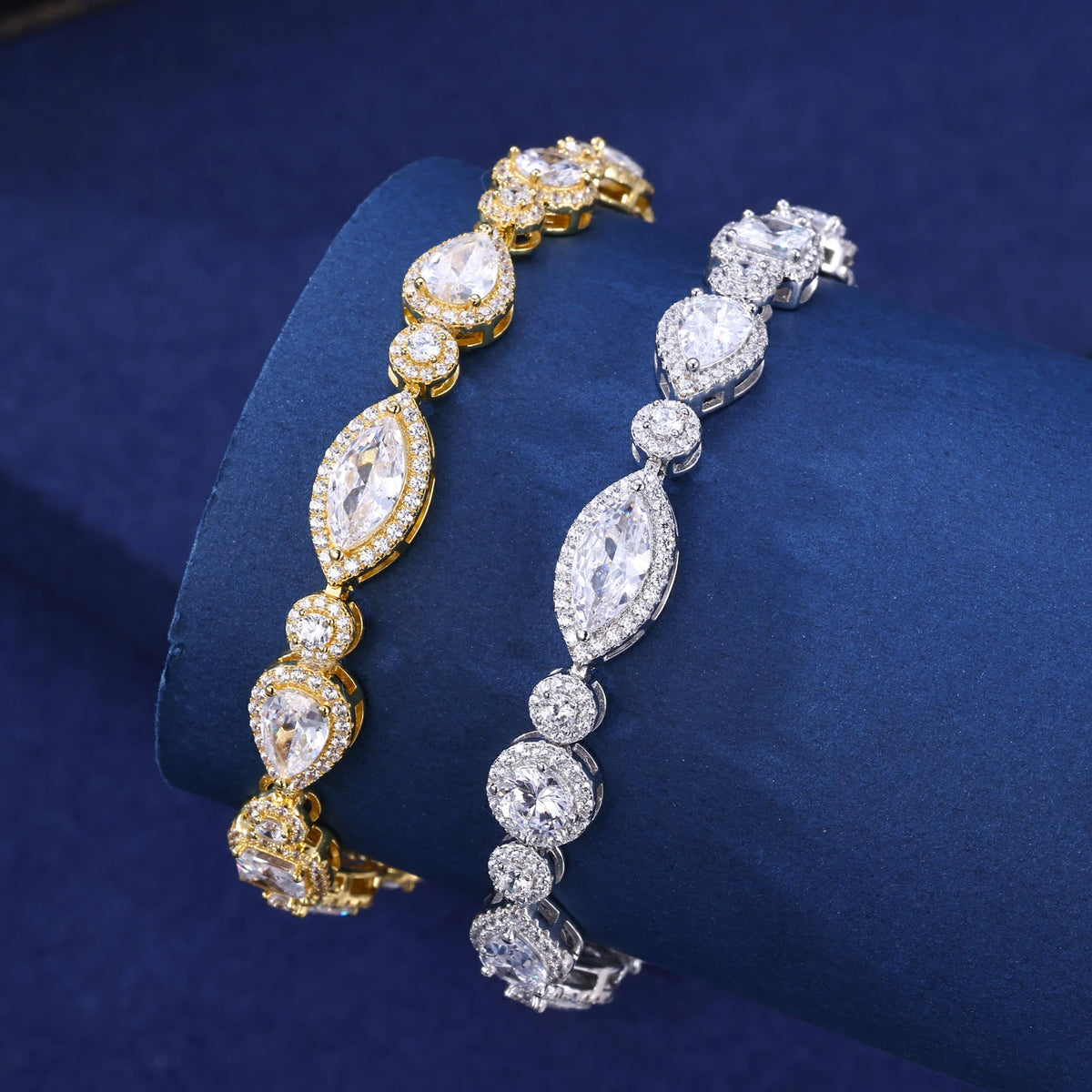 8mm S925 Peart-cut Moissanite Halo Teennis Bracelet