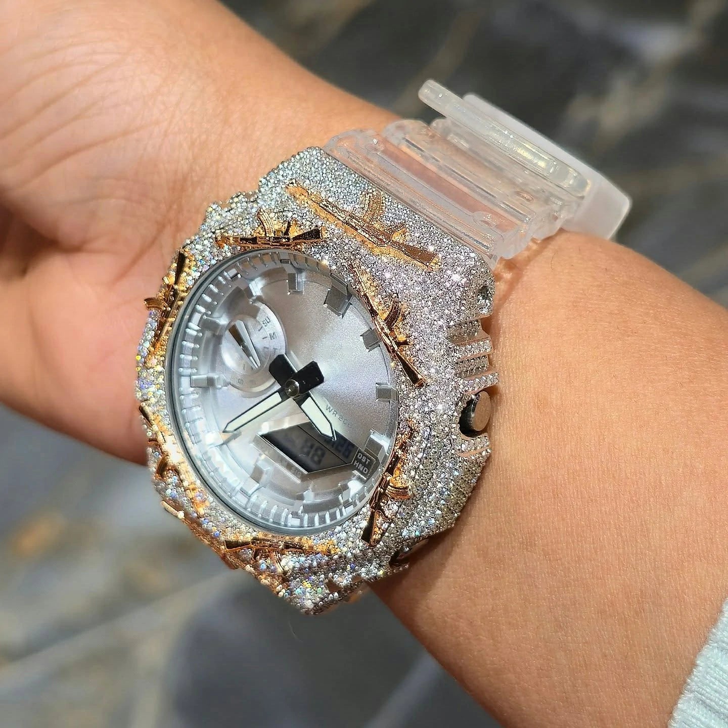 S925 Moissanite AK 47 Watch Bezel for GA2100 Series