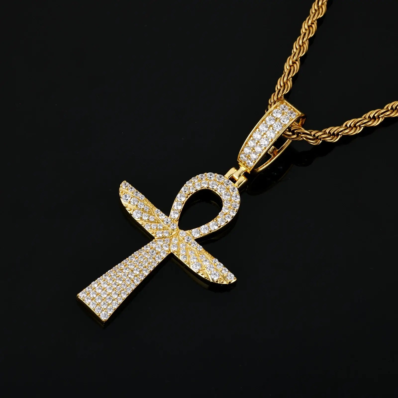 S925 Moissanite Wing Ankh Cross Pendant