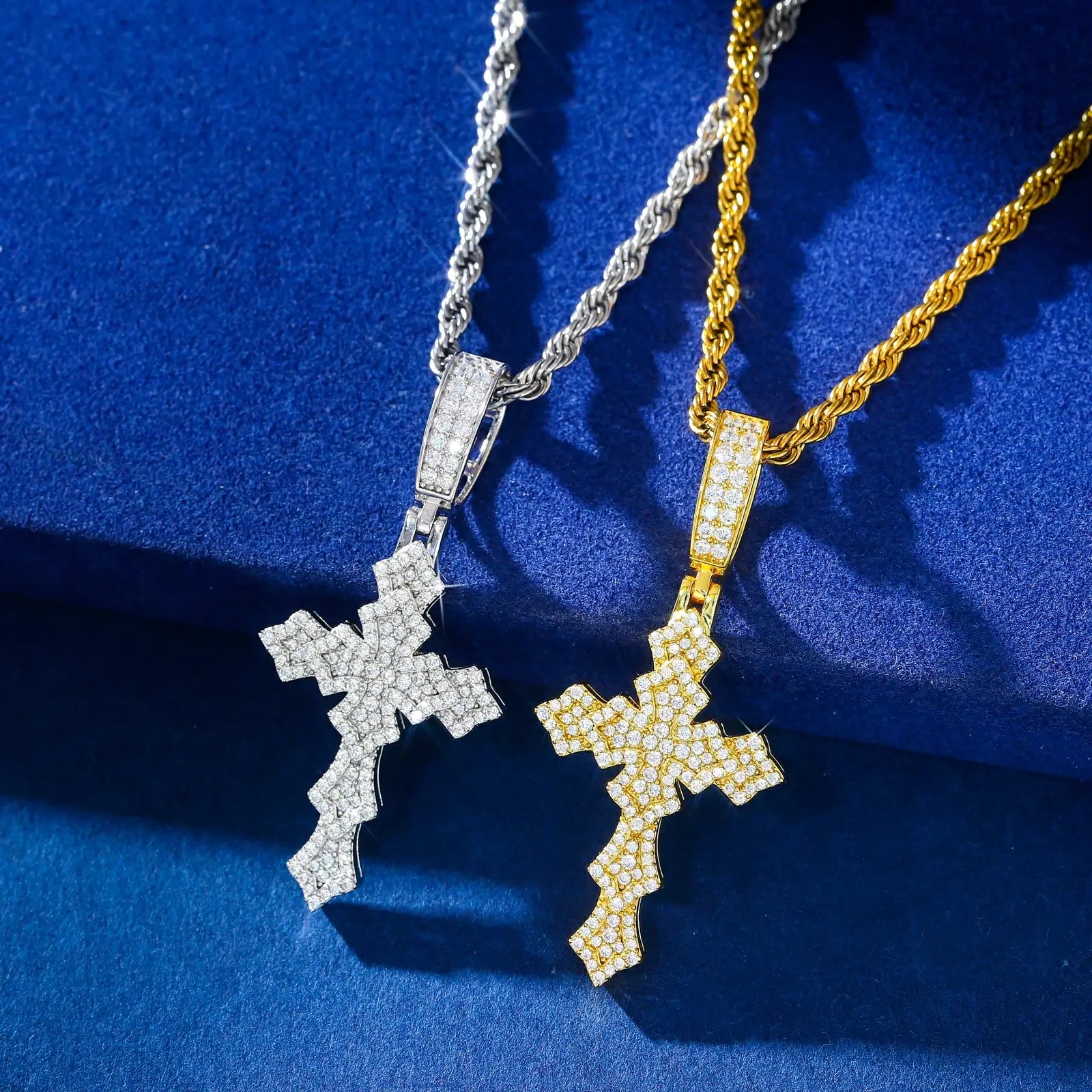 S925 Moissanite Layered Cross Pendant