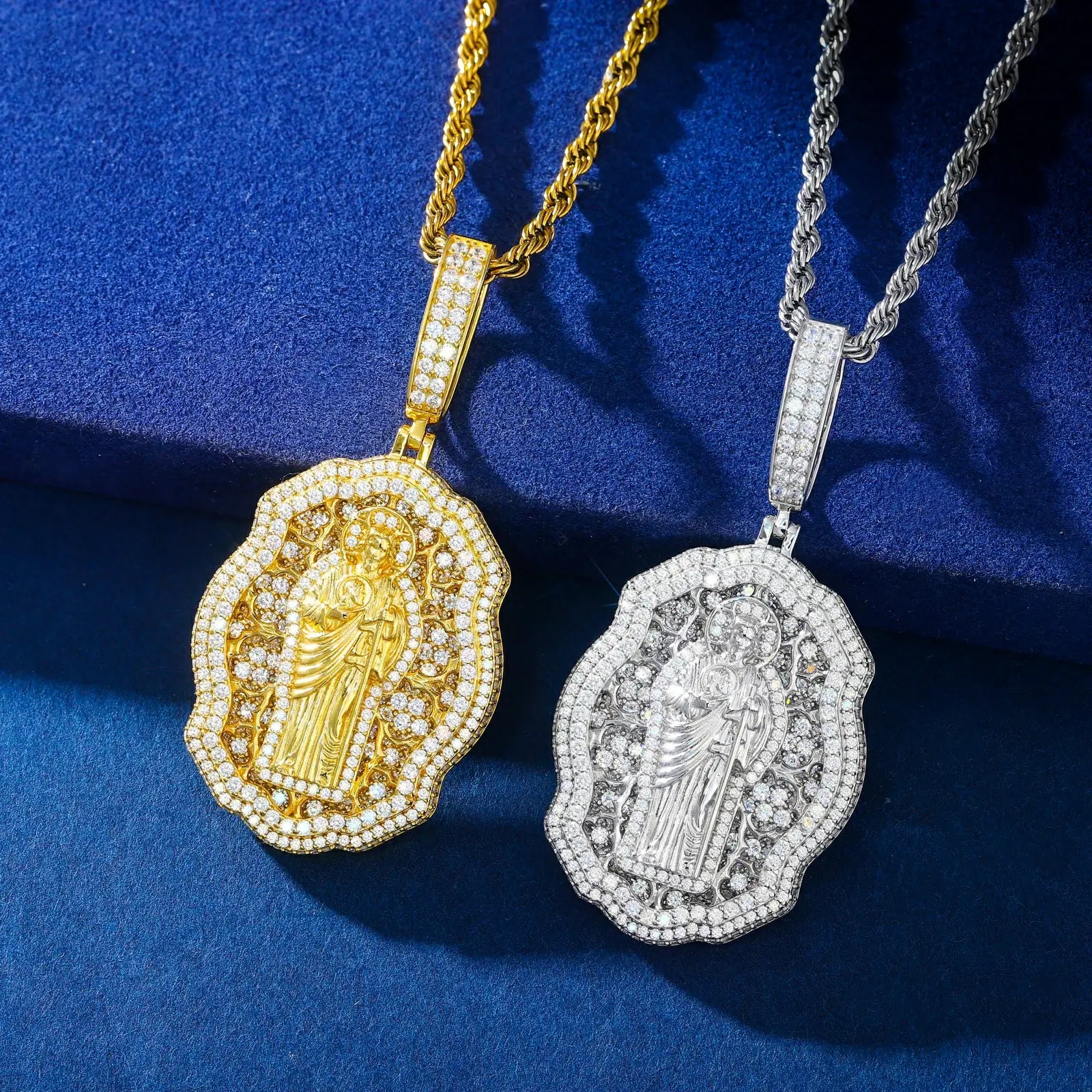 S925 Moissanite Sant Judas Badge Pendant