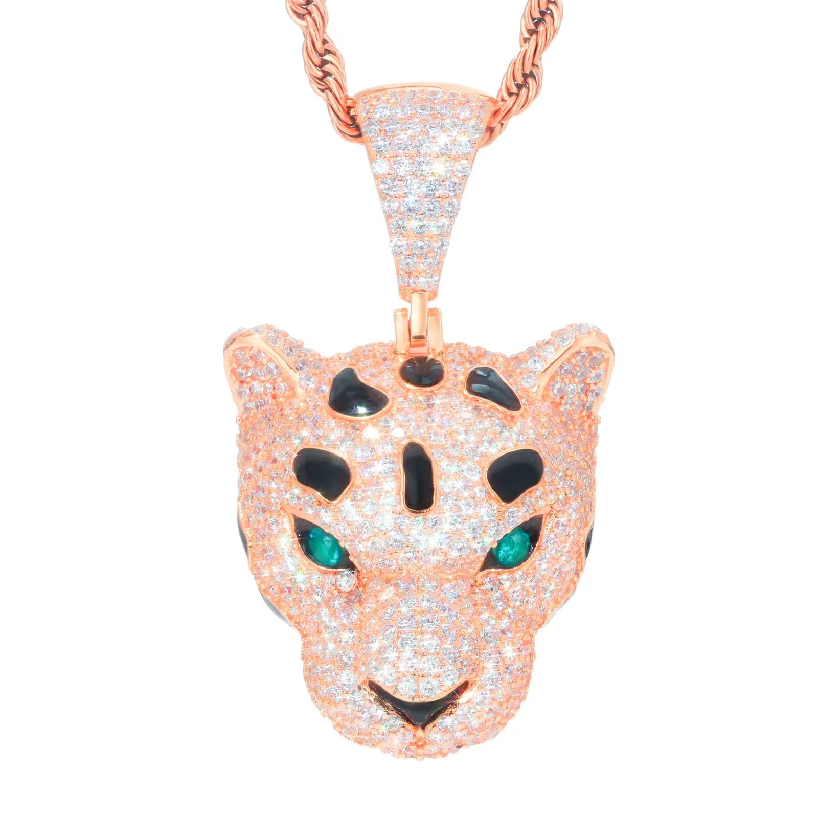 S925 Moissanite Leopard Head Pendant