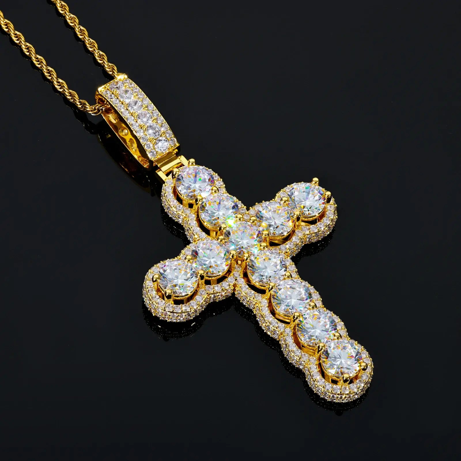 Oversized Halo Cross Pendant