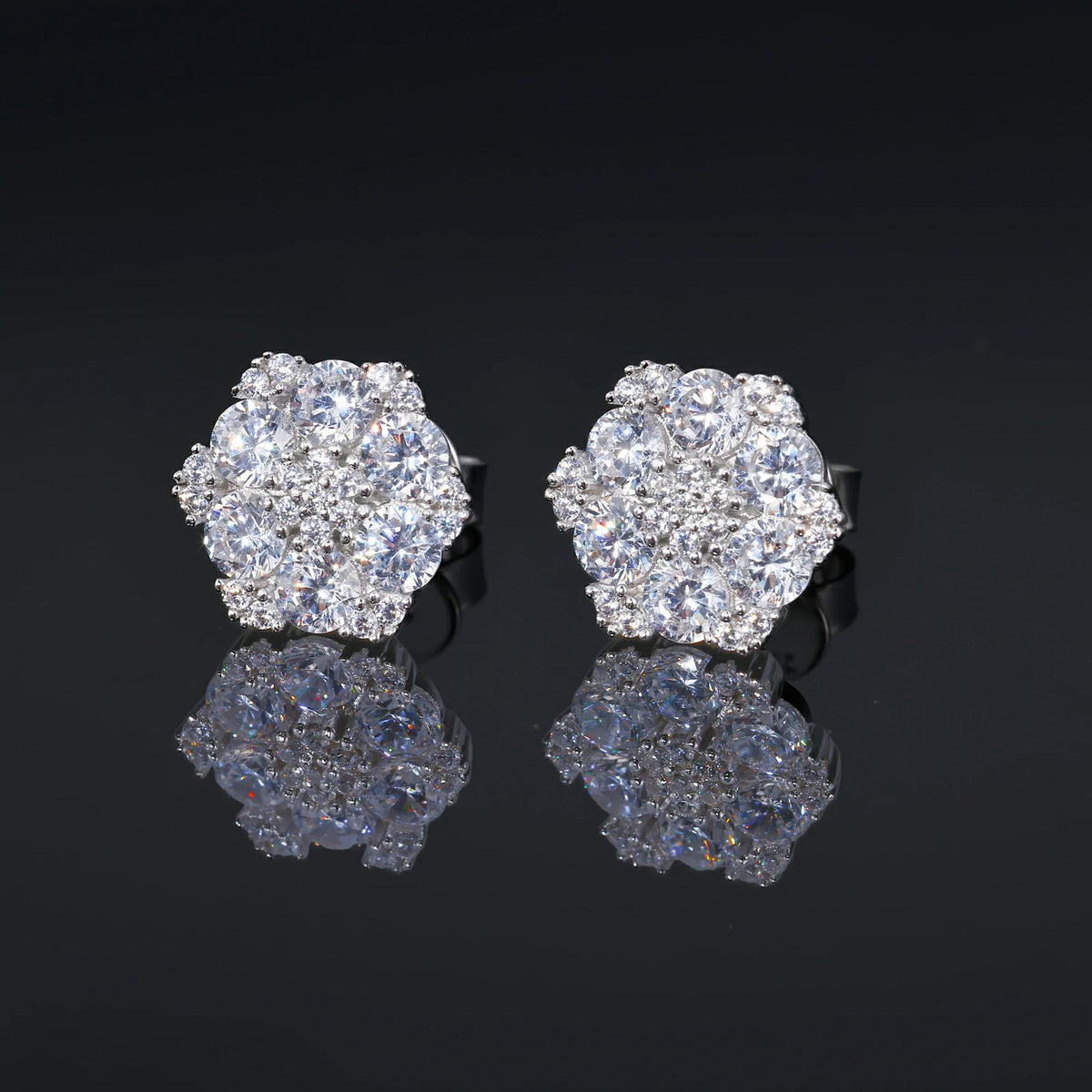 S925 Moissanite Vivid Flower Stamen Stud Earrings