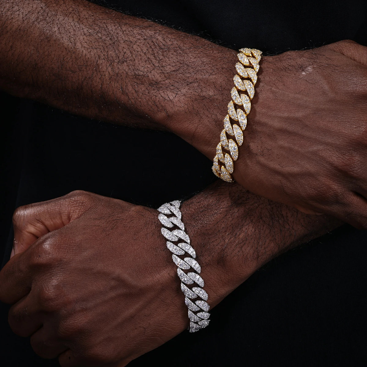 14mm S925 Mix-cut Moissanite Cuban Link Bracelet