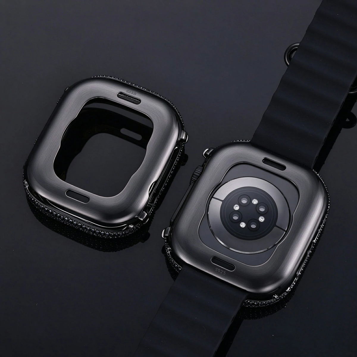 S925 Black Moissanite Watch Bezel for 49mm Apple Watch Ultra
