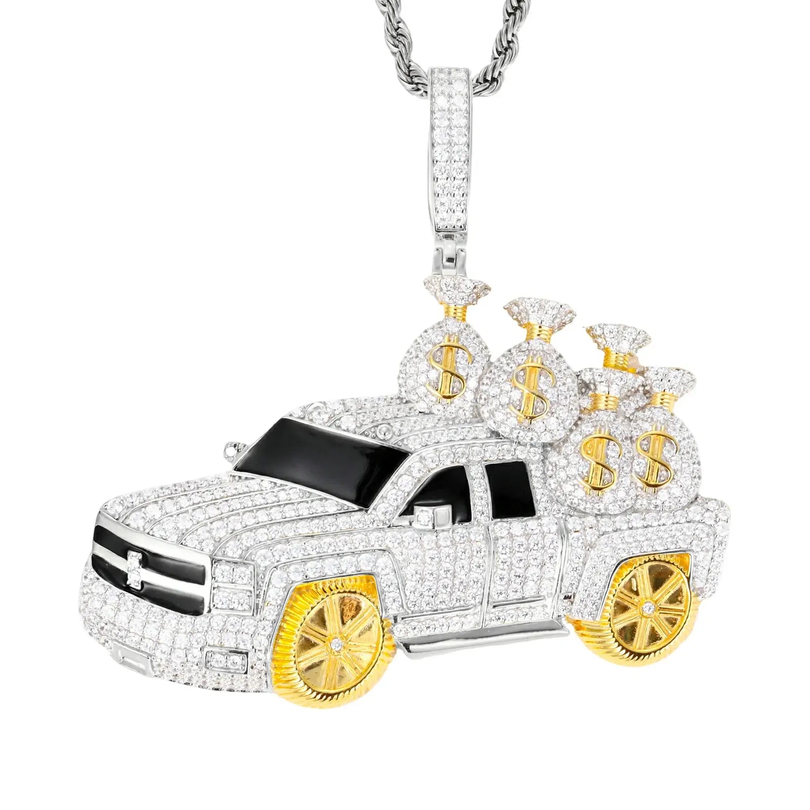 S925 Moissanite A Truckload of Money Bags Pendant