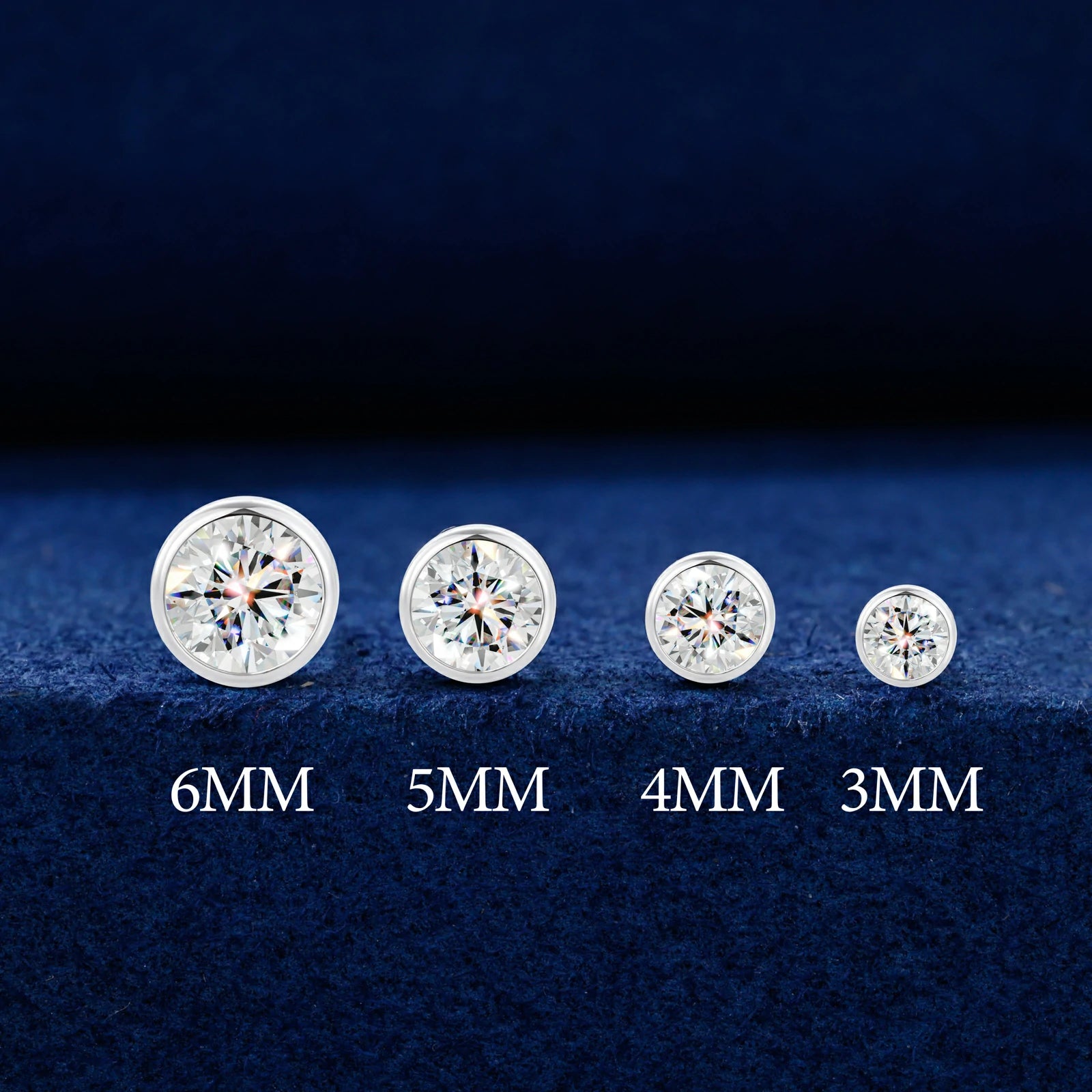 S925 Bezel Setting Moissanite Solitaire Stud Earrings