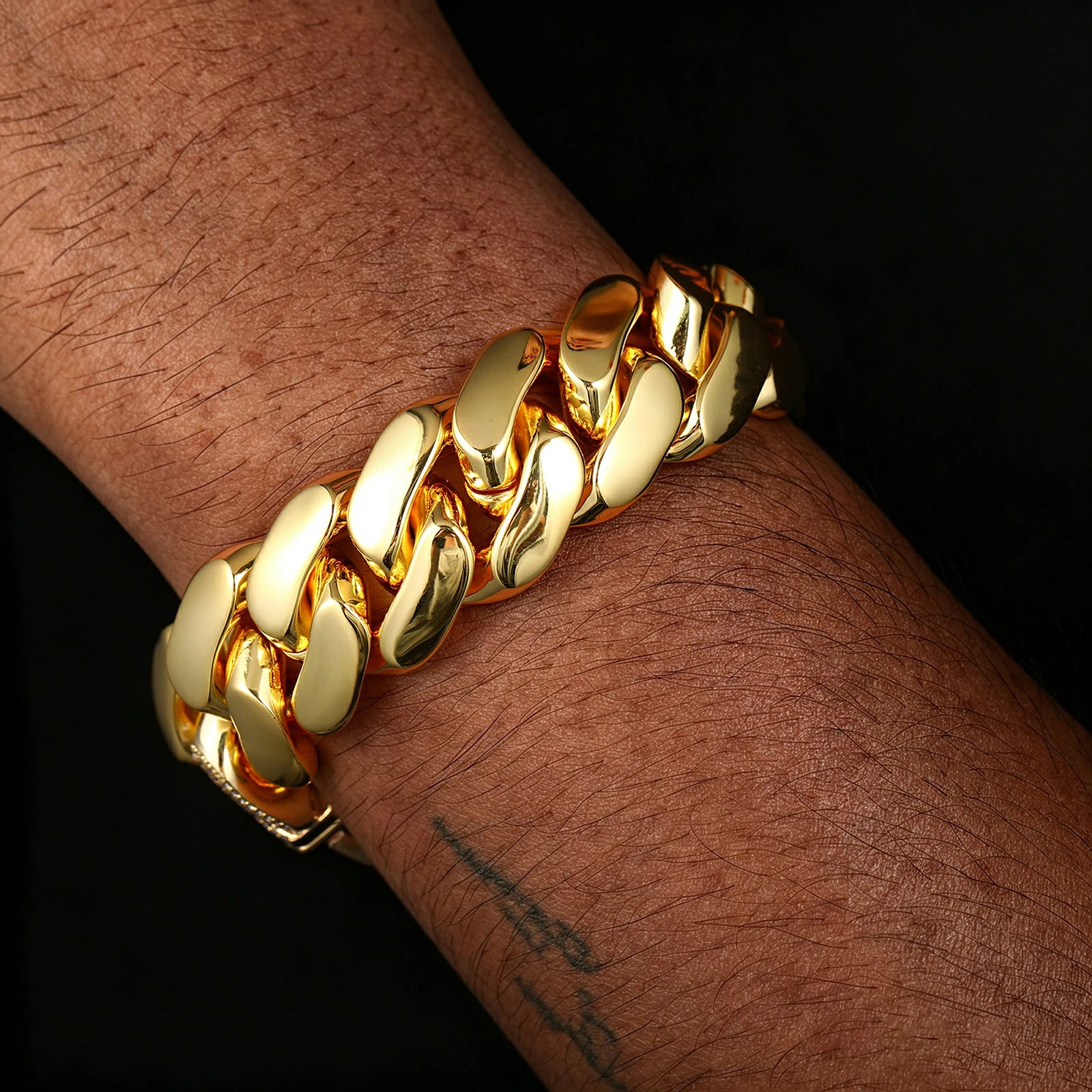 18K Gold Monaco Chain - CLASSIC Pavé Lock