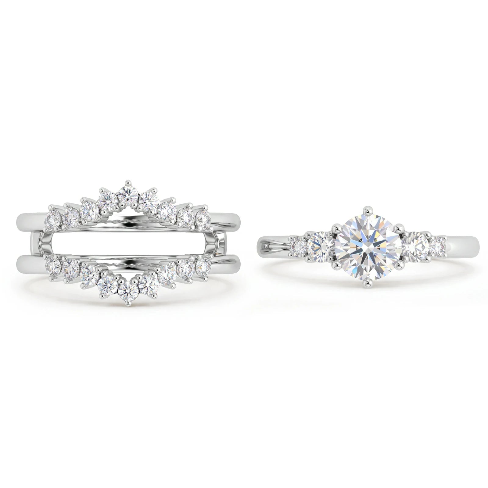 S925 Moissanite Three-stone Ring Set