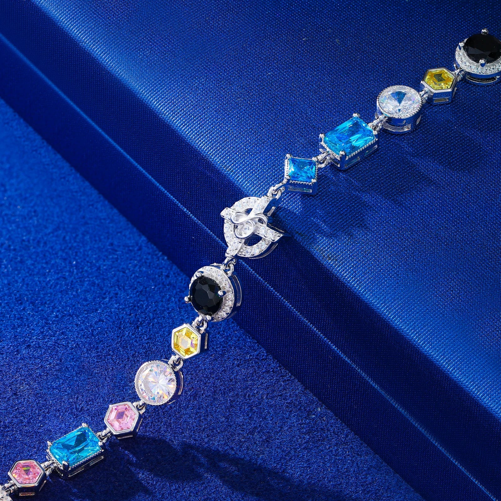 S925 Moissanite Colored Gemstone Tennis Bracelet