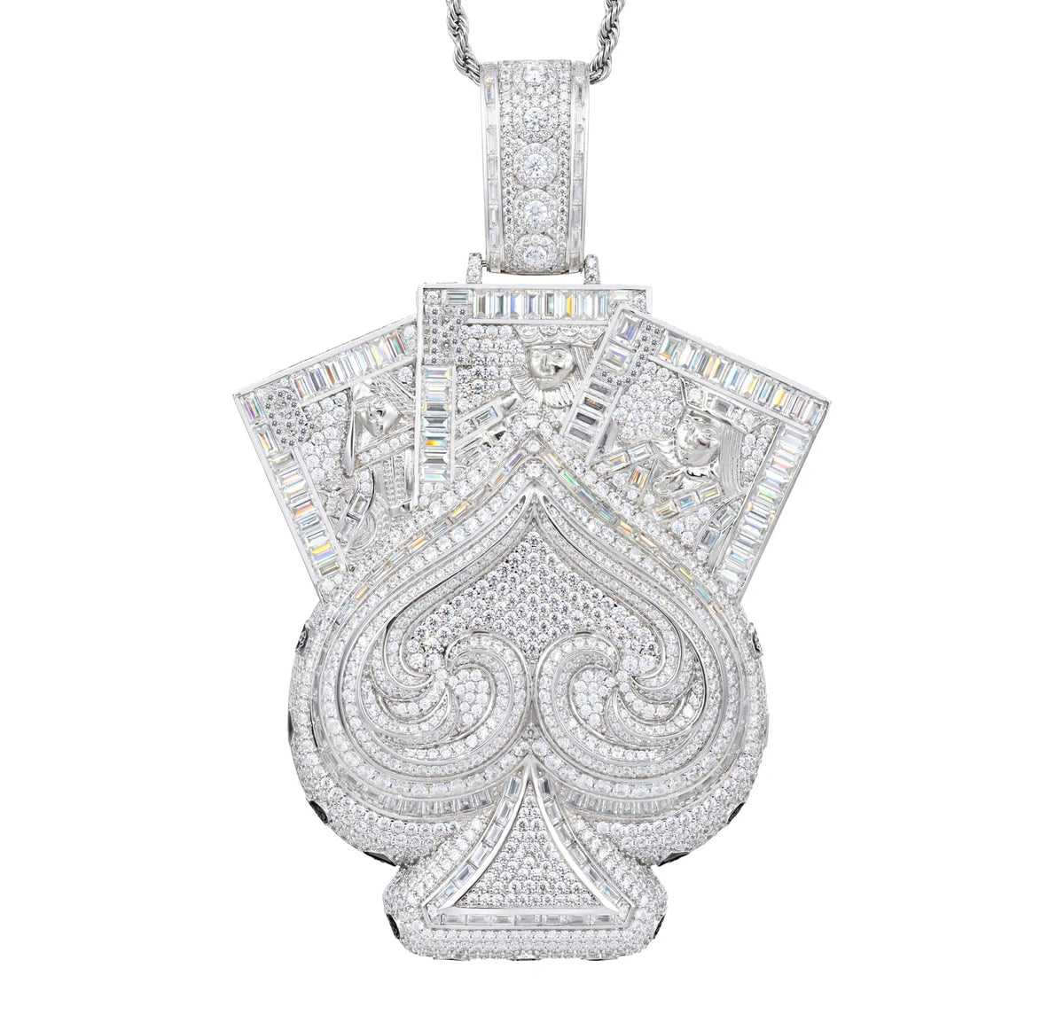 Moissanite JQK Playing Cards Spade Pendant
