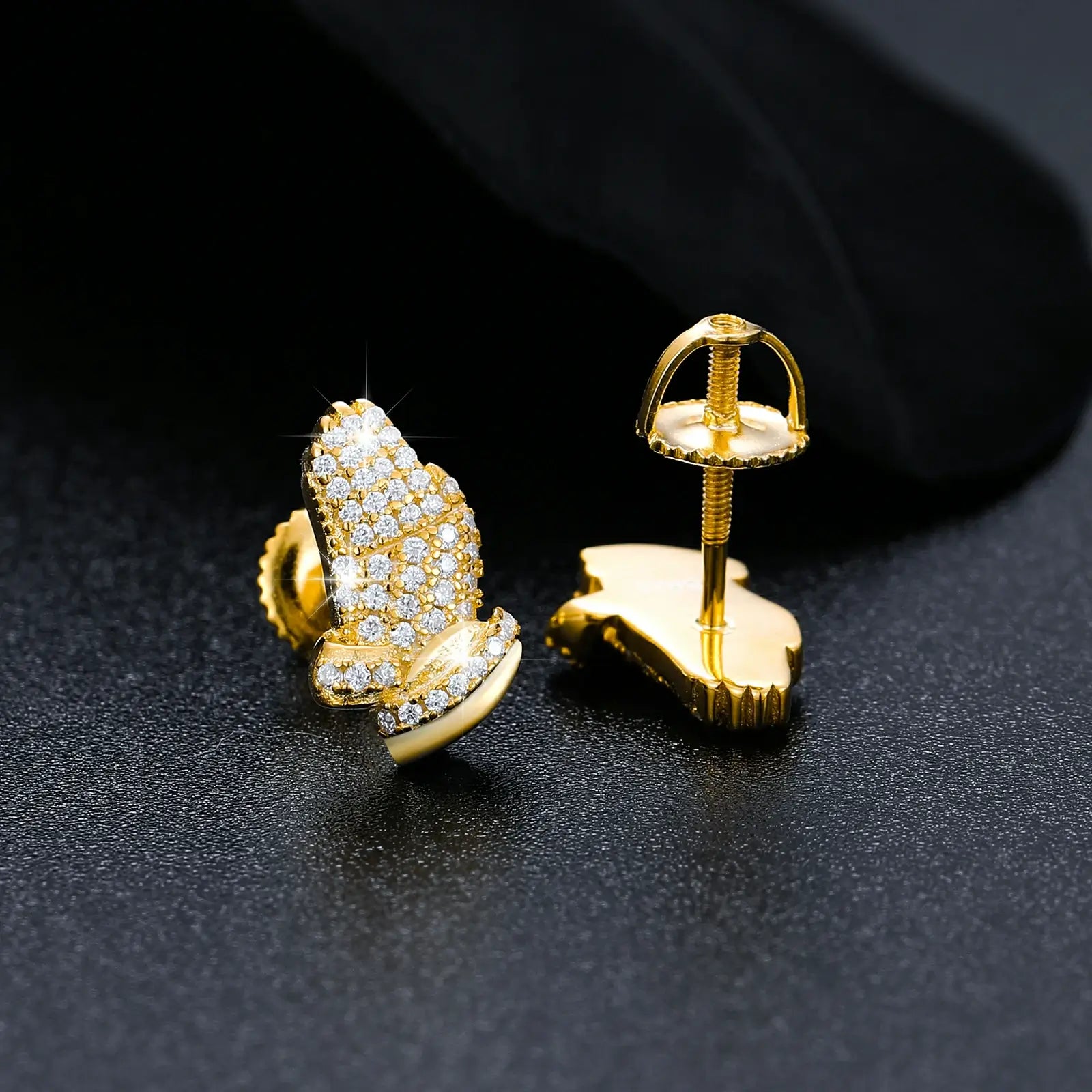 S925 Moissanite Pray Hand Stud Earrings