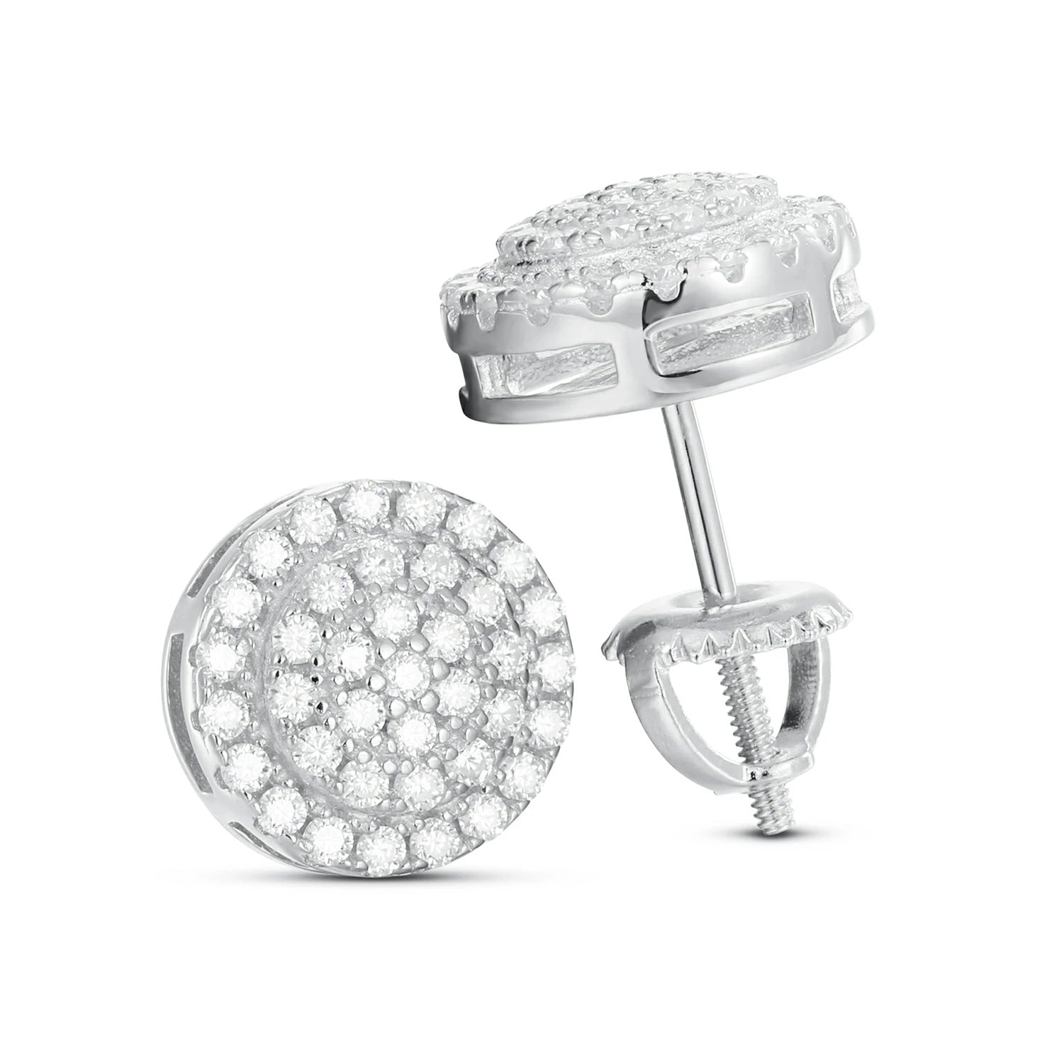 S925 Moissanite 2 Layers Round Stud Earrings