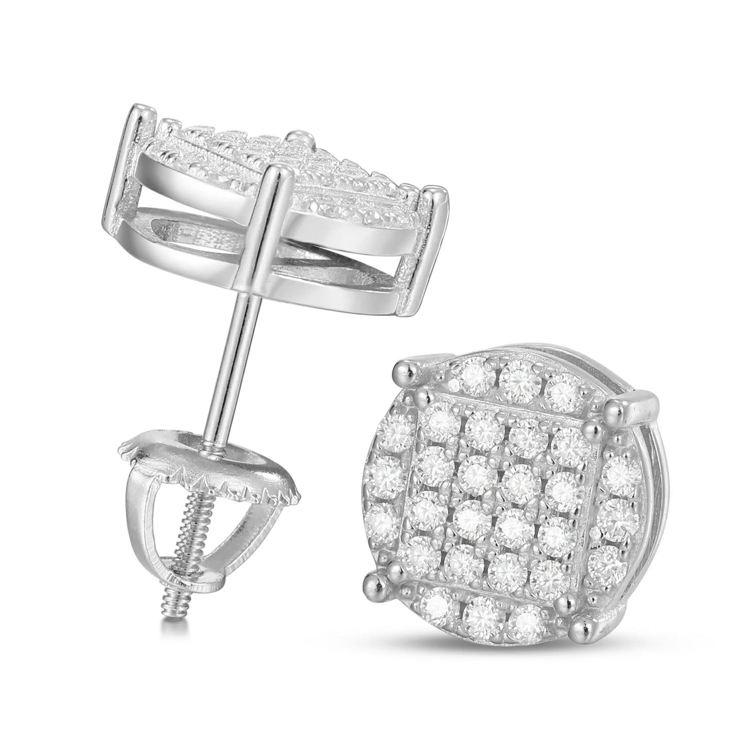 S925 Moissanite Round Stud Earrings