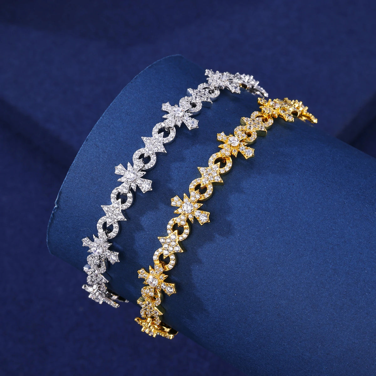10mm S925 MoissaniteFour-pointed Star Cross Tennis Bracelet
