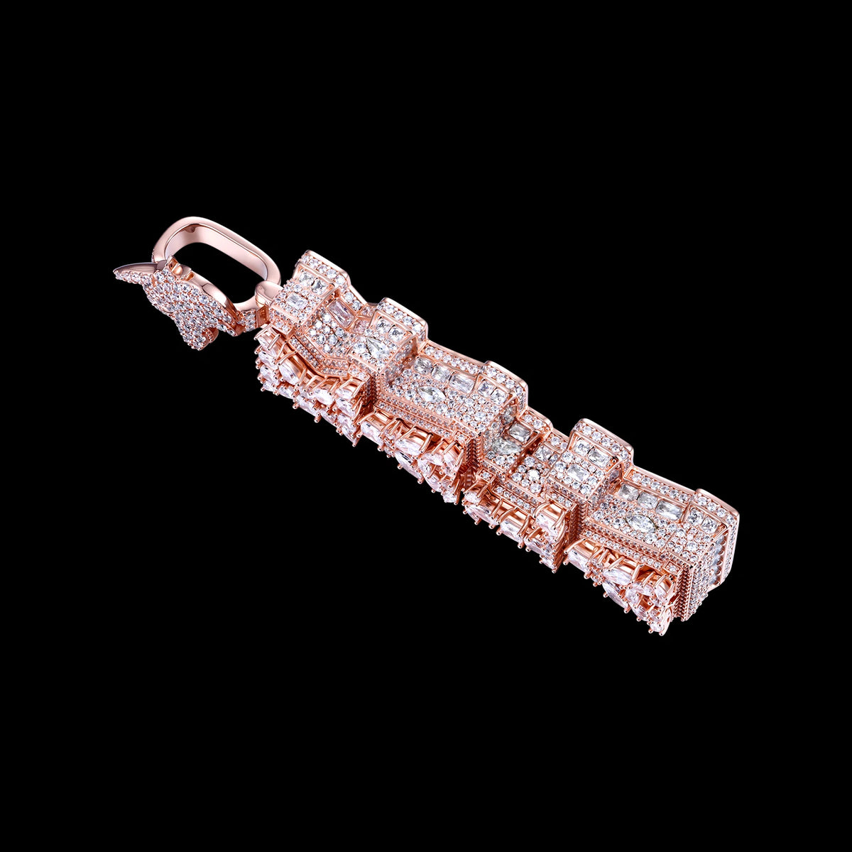 Custom Multi-Layer Fully Iced Vertical Letter Pendant