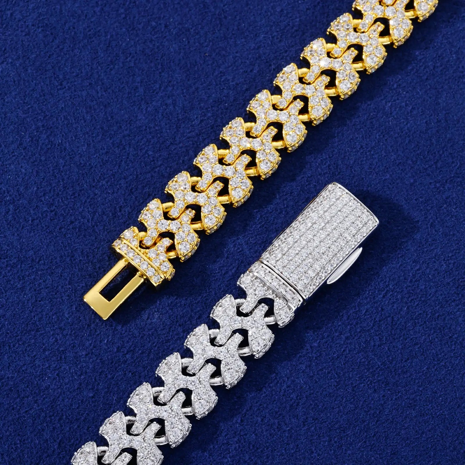 11mm S925 Moissanite Letter H Cuban Link Bracelet