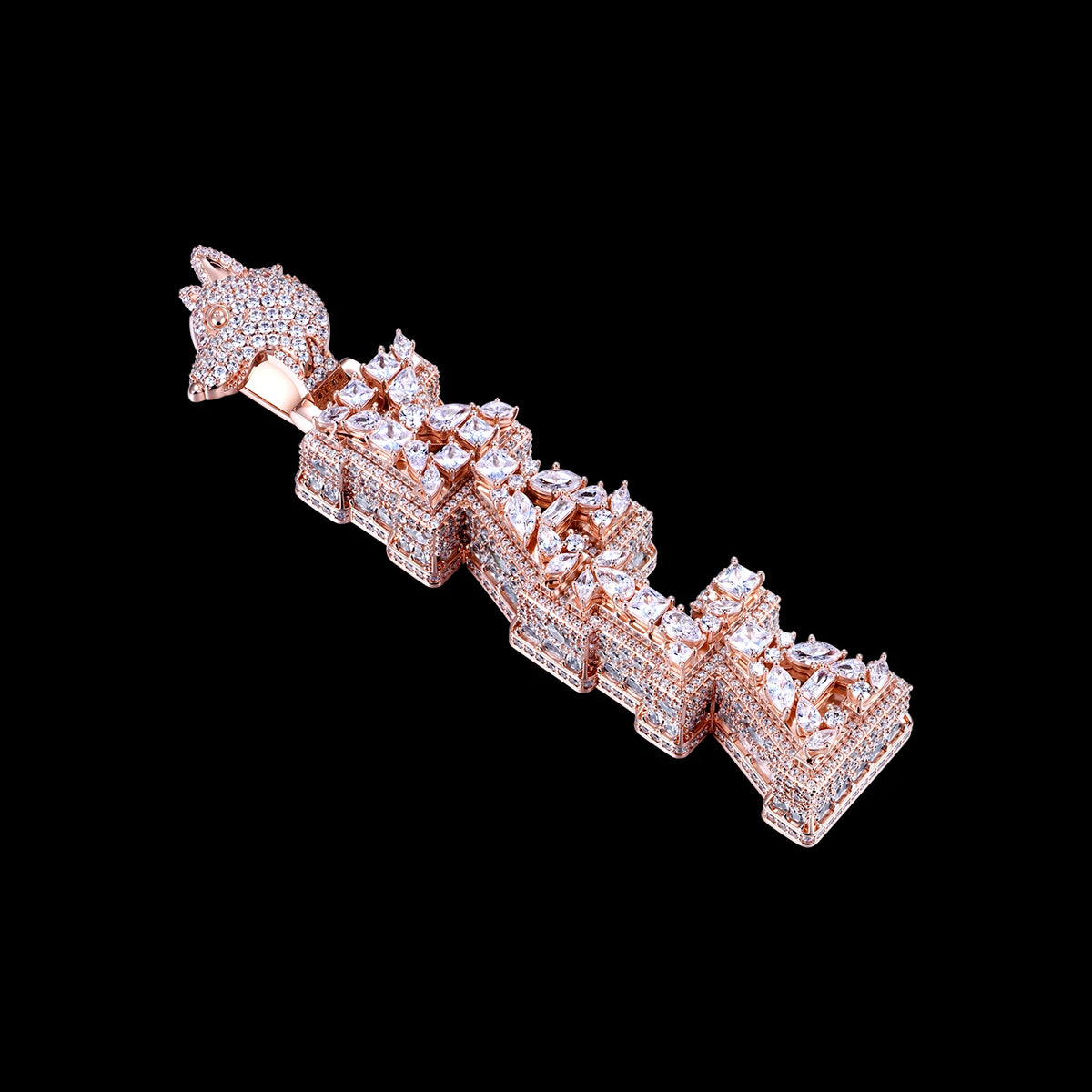 Custom Multi-Layer Fully Iced Vertical Letter Pendant