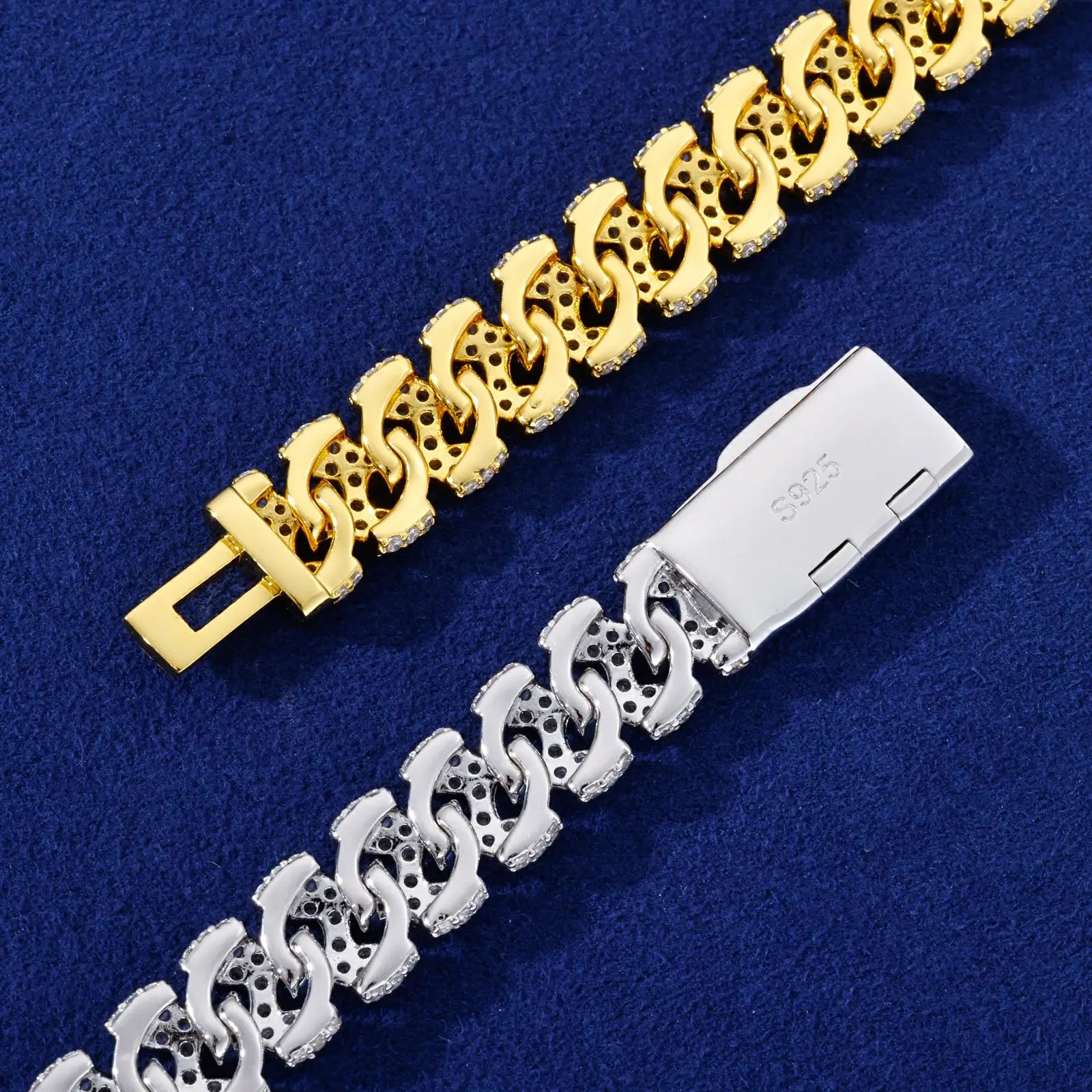 11mm S925 Moissanite Letter H Cuban Link Bracelet