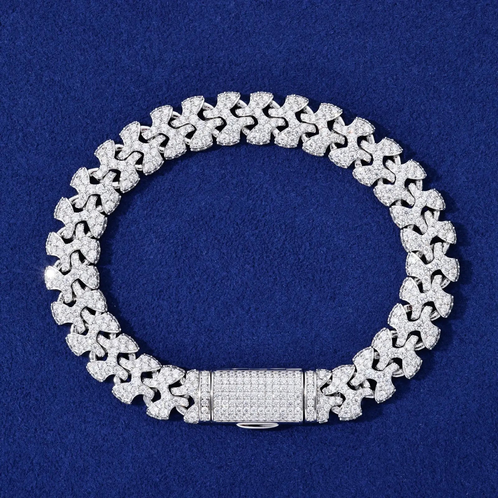 11mm S925 Moissanite Letter H Cuban Link Bracelet