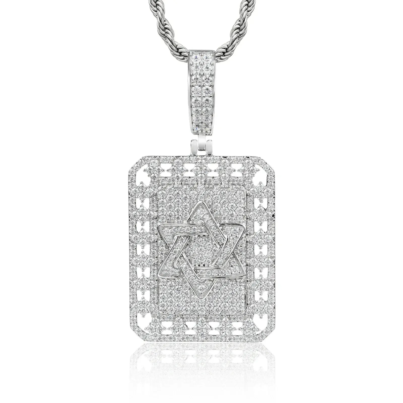 S925 Moissanite Star of David Dog Tag Pendant