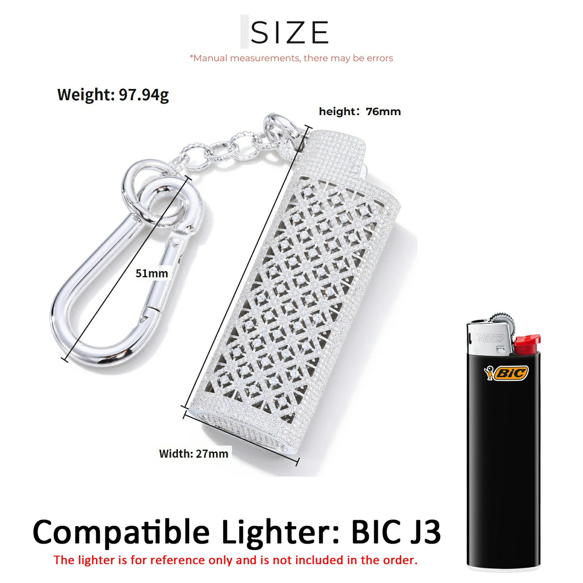 Buss Down Moissanite Lighter Case with Carabiner