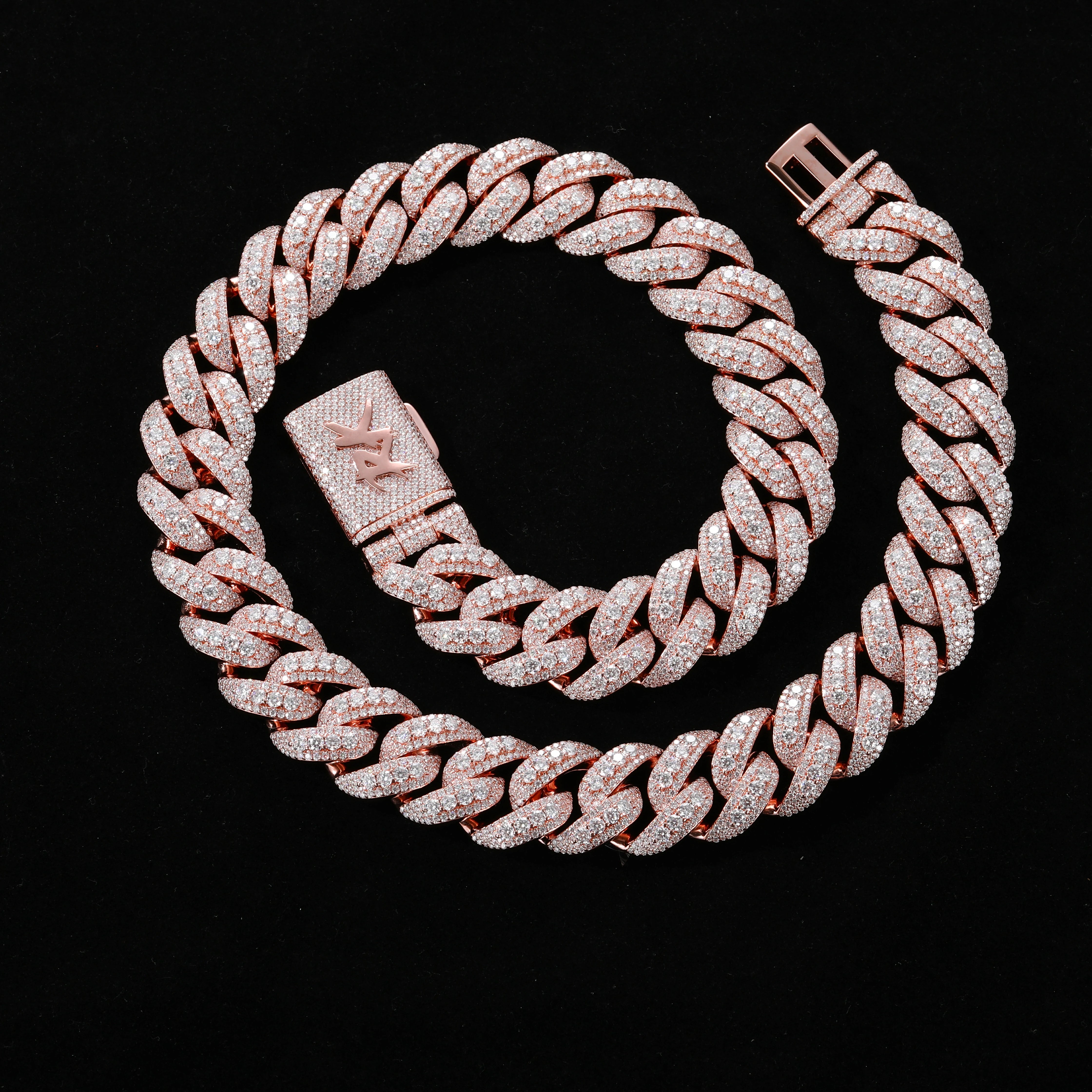 20mm Custom Letter Buckle Moissanite Bubble Cuban Link Chain