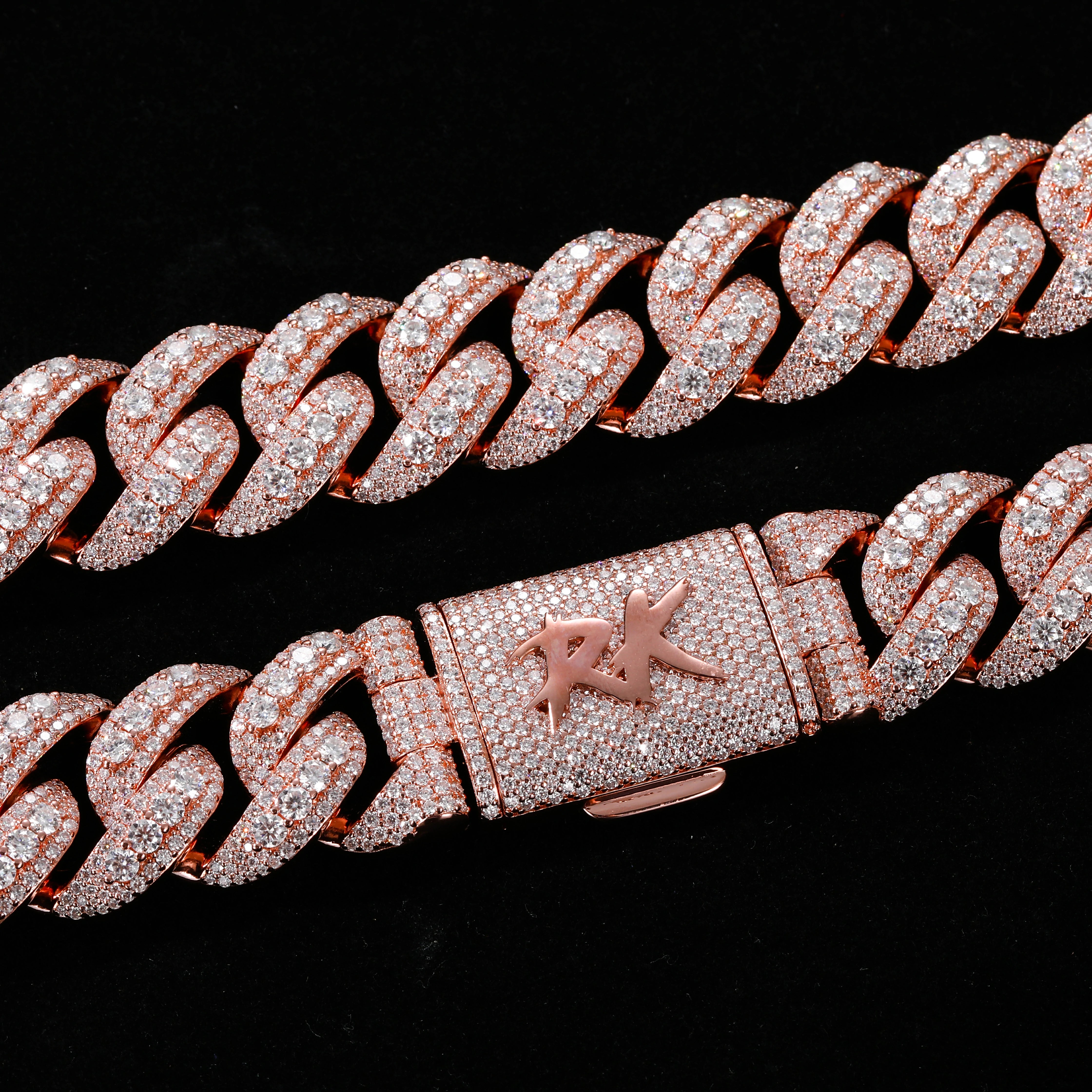 20mm Custom Letter Buckle Moissanite Bubble Cuban Link Chain