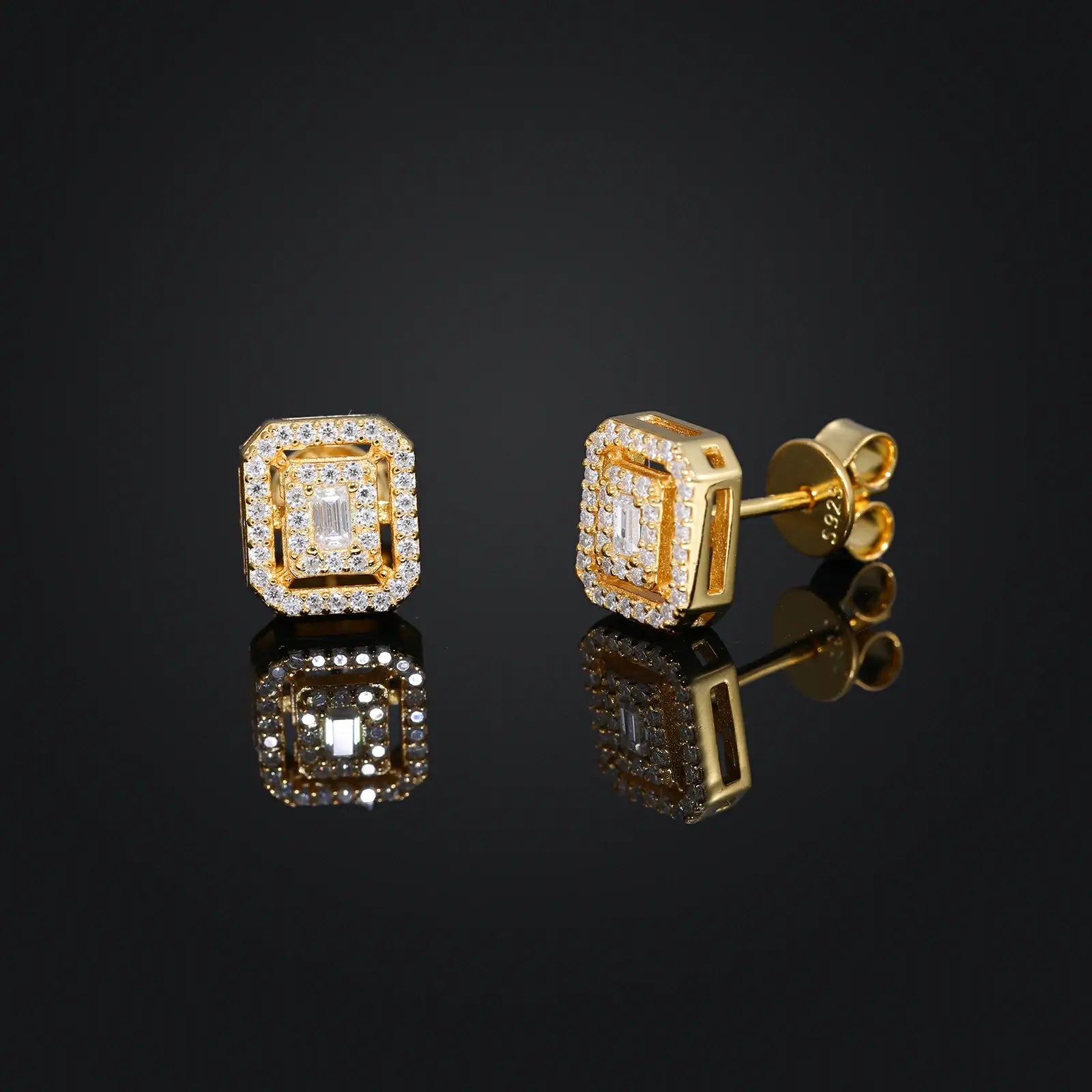 S925 Moissanite Window Stud Earrings